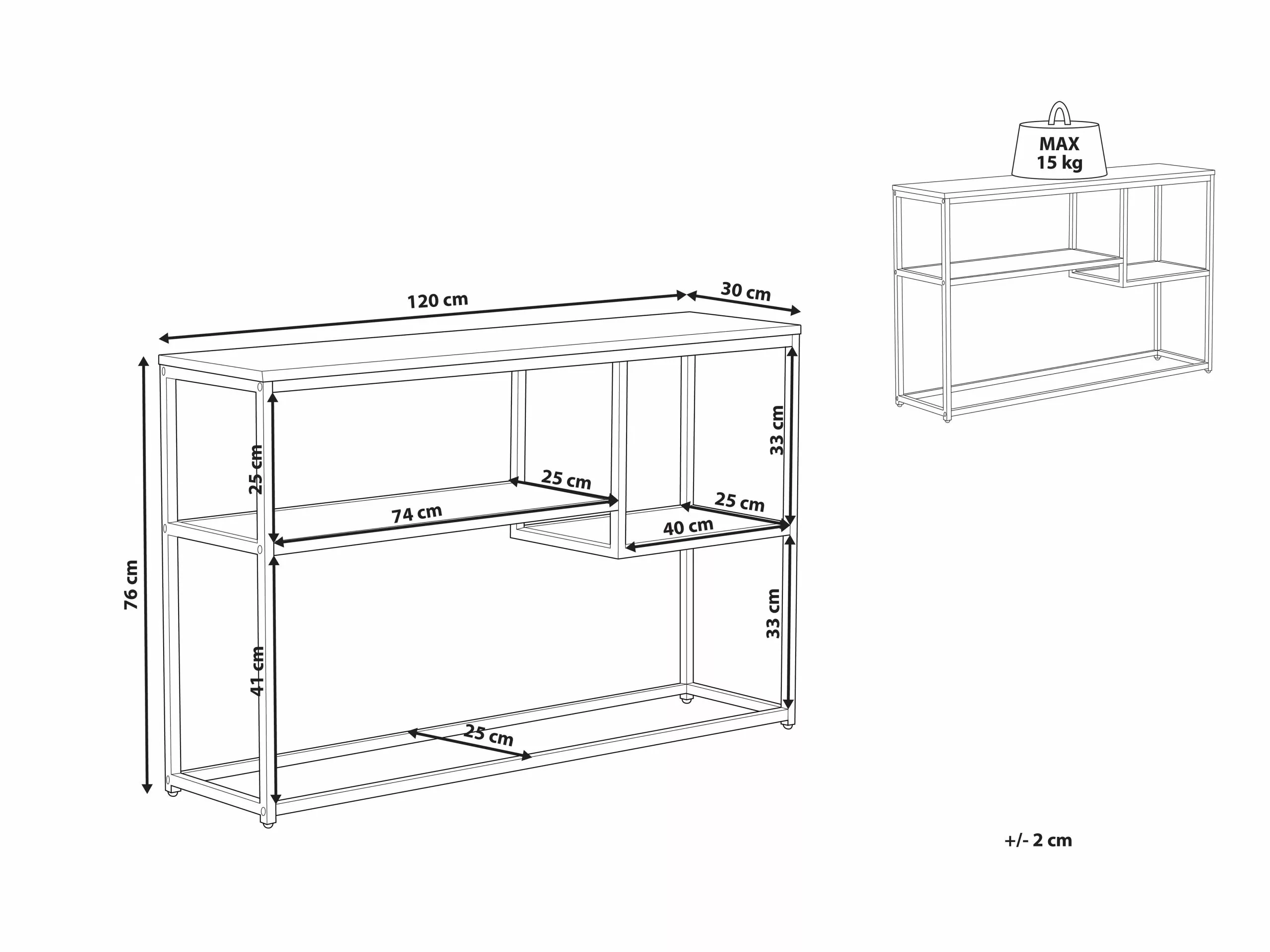 Beliani Consola Madera Oscura/negro 120 X 30 Cm BELMONT - Imagen 7