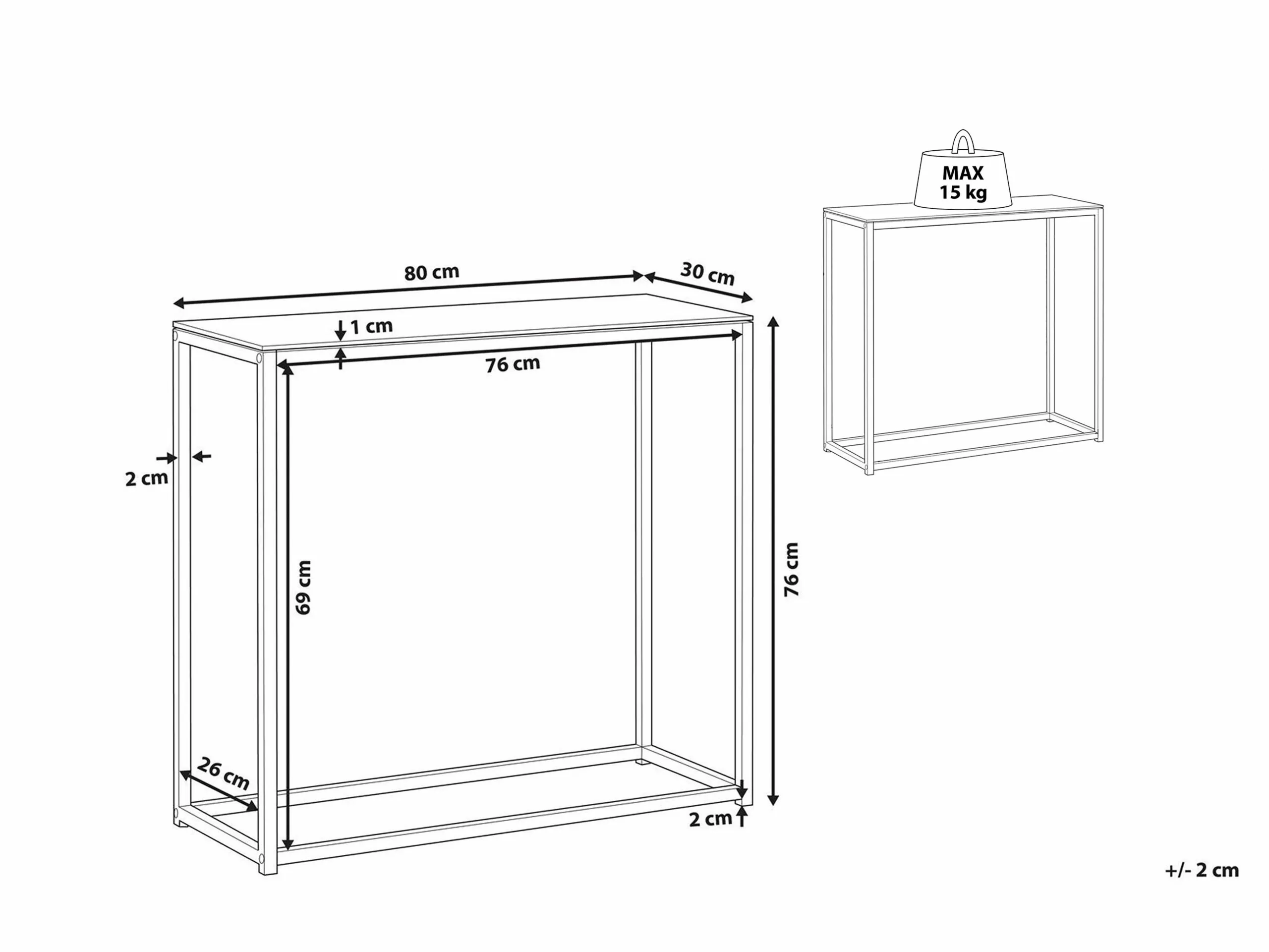 Beliani Consola Madera Oscura/negro 80 X 30 Cm DORRIS - Imagen 7