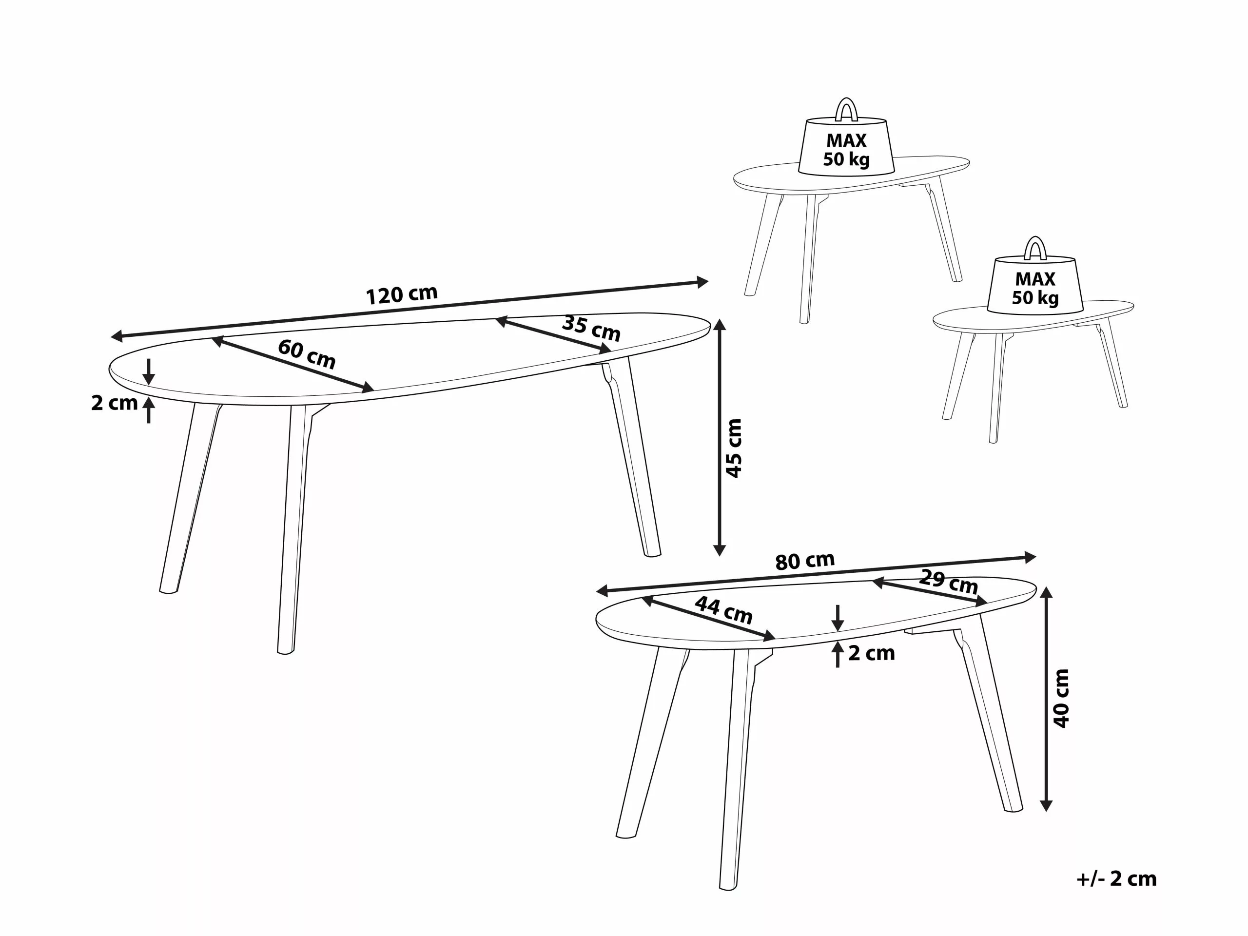 Beliani Conjunto De 2 Mesas De Centro Gris/madera Clara FLY III - Imagen 10