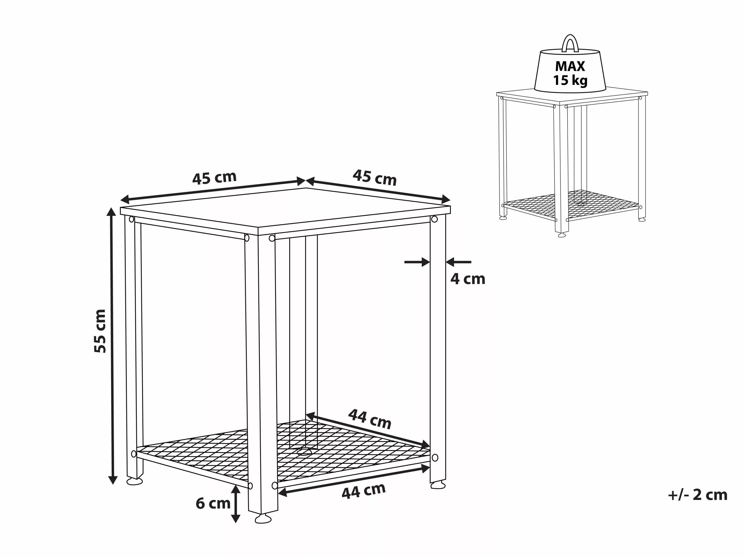 Beliani Mesa Auxiliar Madera Oscura/negro 45 X 45 Cm ASTON - Imagen 7