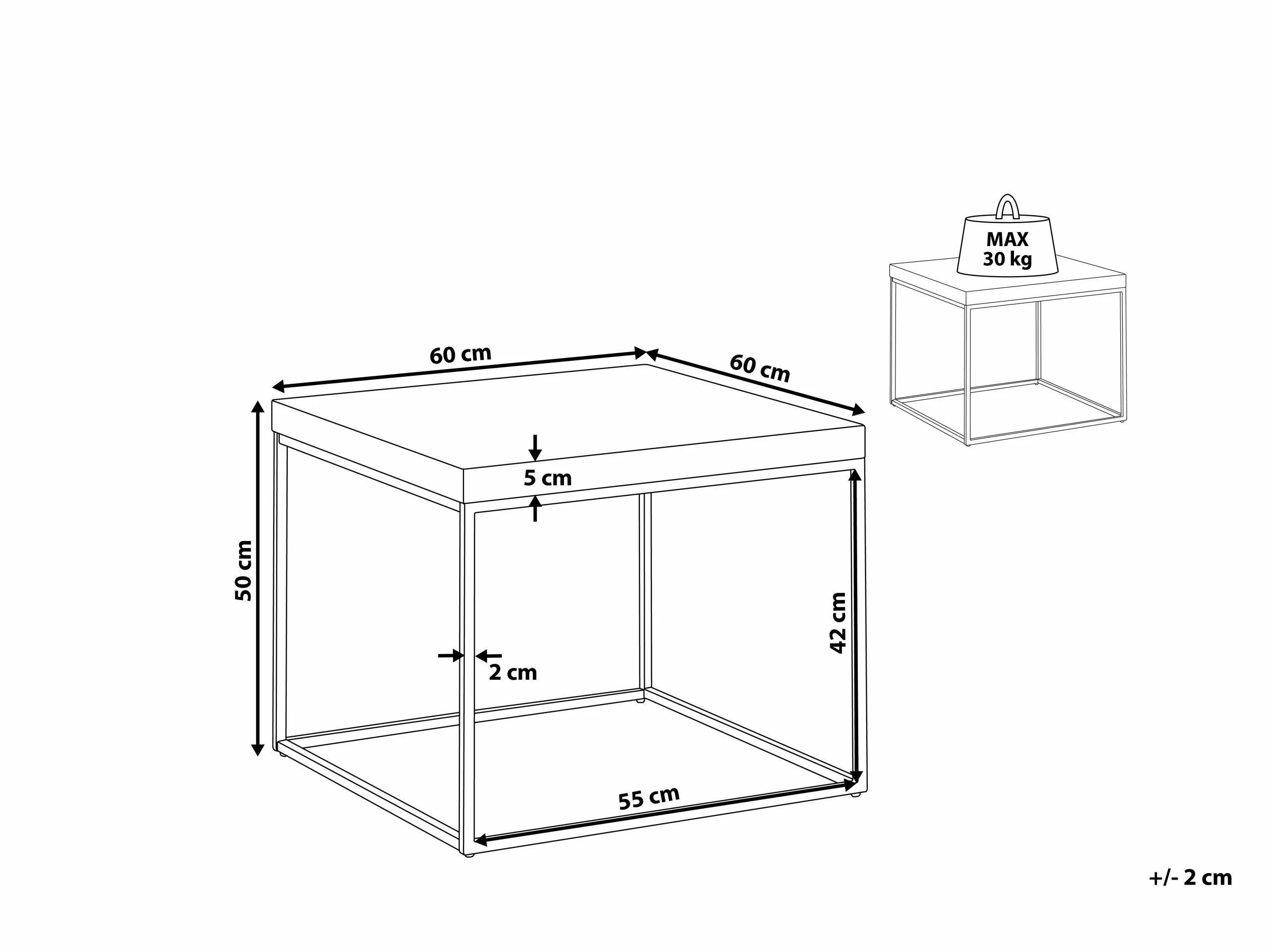 Beliani Mesa Auxiliar Gris Claro/negro 60 X 60 Cm DORRIS - Imagen 7
