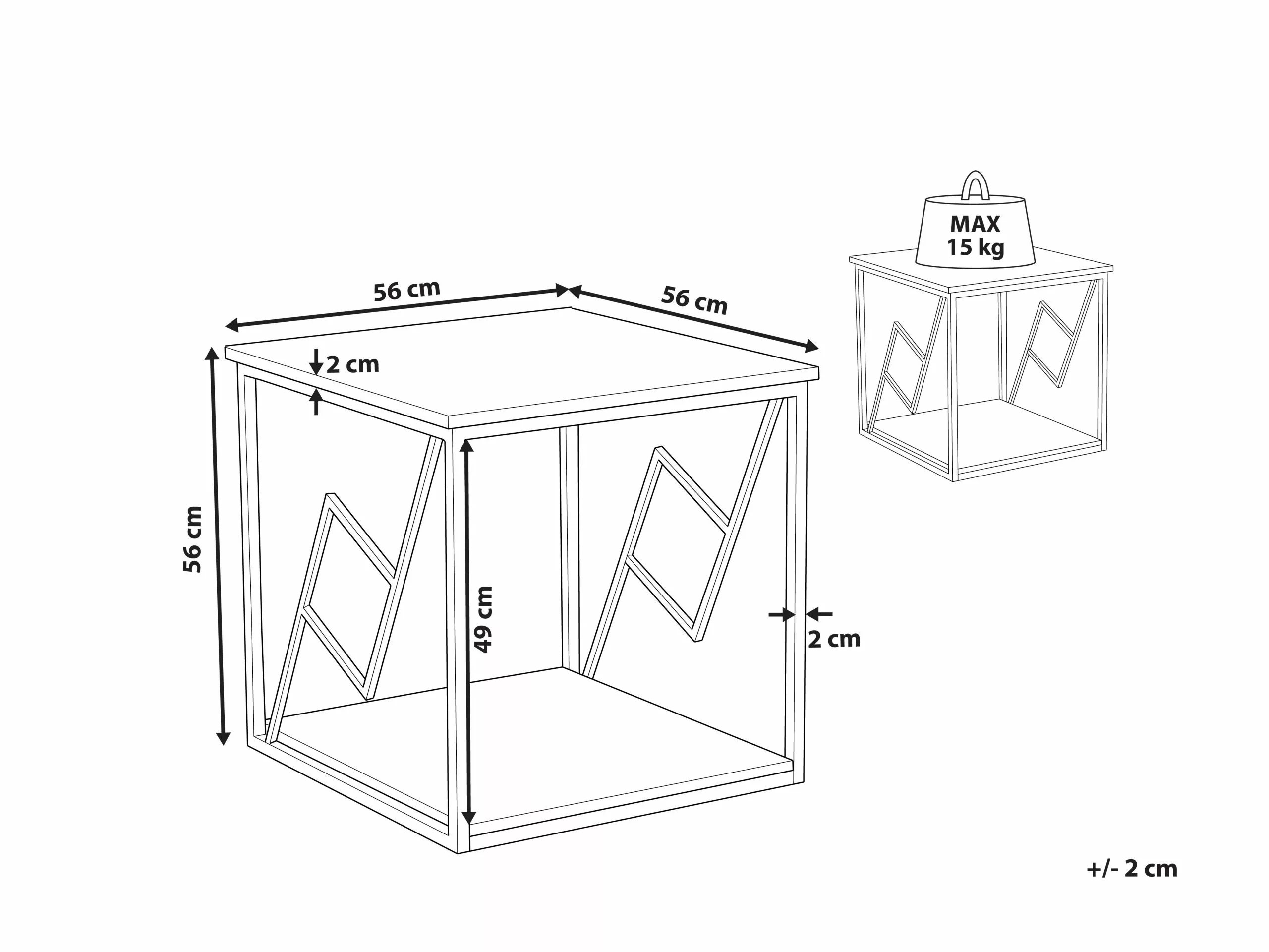 Beliani Mesa Auxiliar Madera Oscura/negro 56 X 56 Cm FORRES - Imagen 8