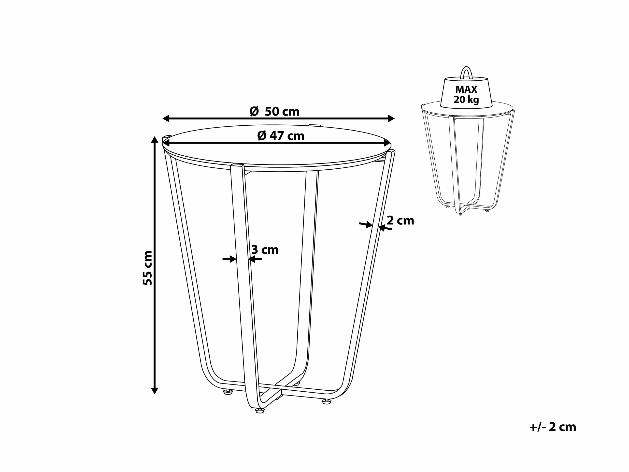 Beliani Mesa Auxiliar Gris Claro/negro ø 50 Cm VALERA - Imagen 10