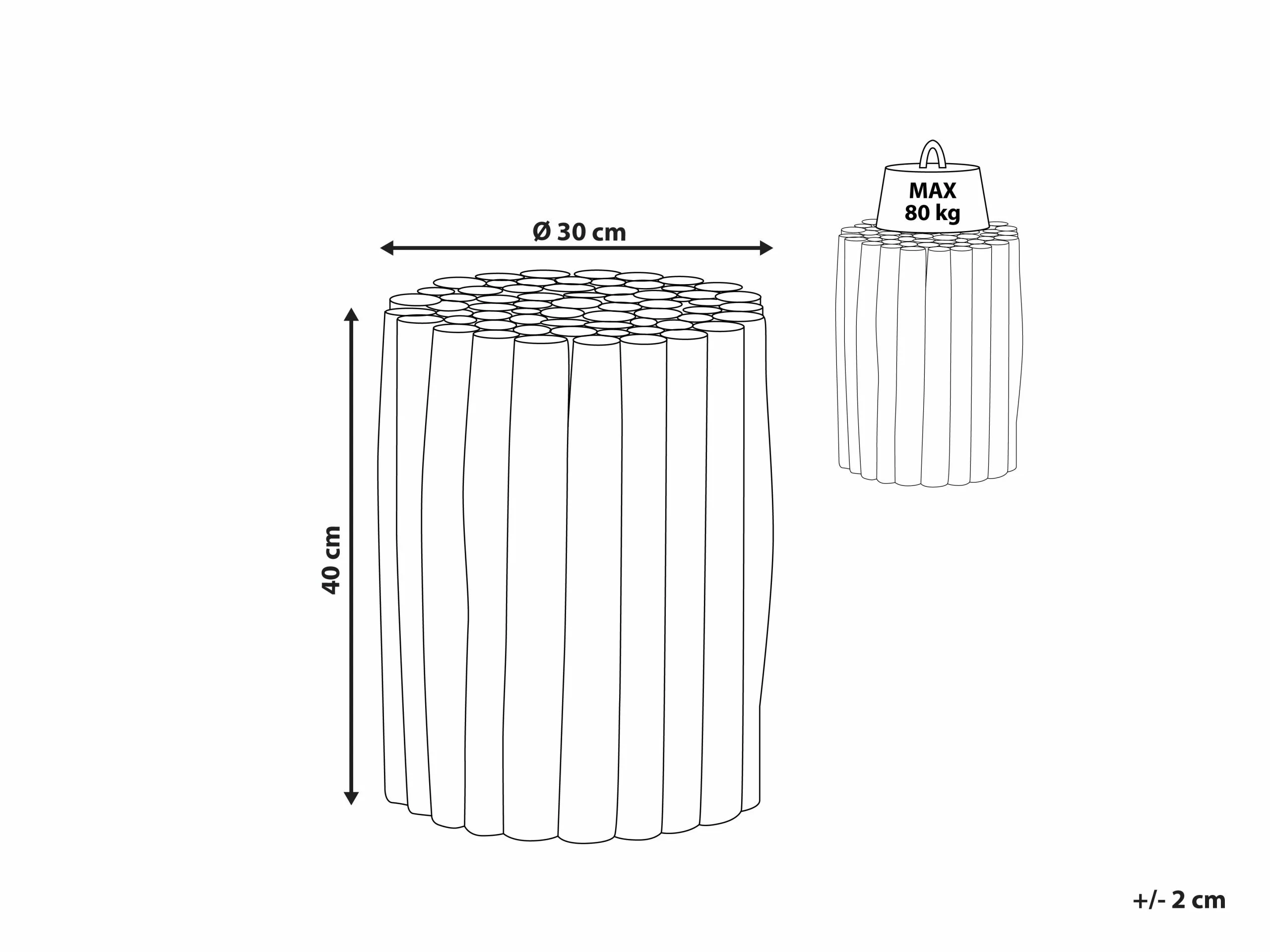 Beliani Mesa Auxiliar De Madera De Teca Clara/negro ø 30 Cm ALTATA - Imagen 6