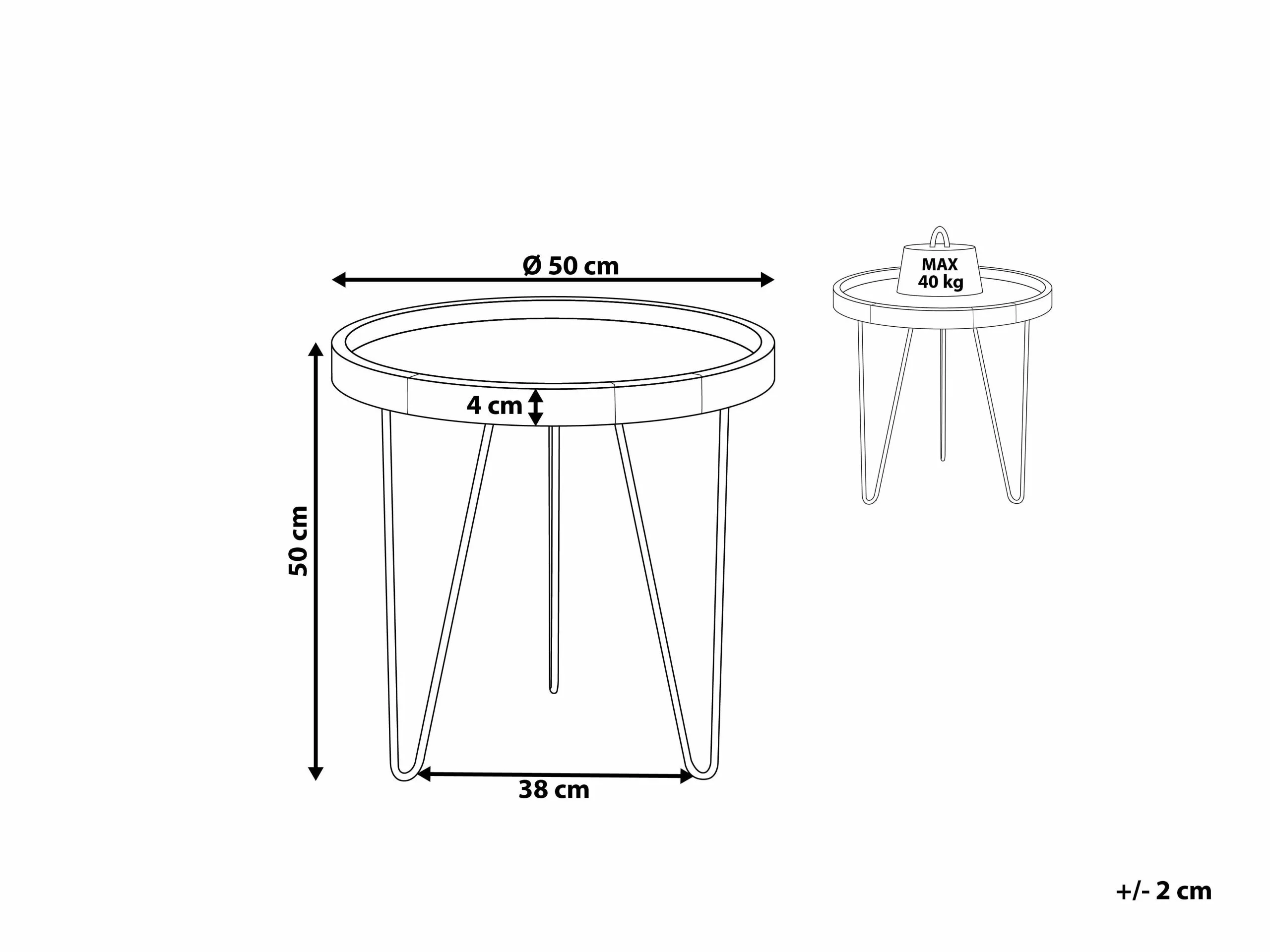 Beliani Mesa Auxiliar De Madera De Java Oscura/negro ⌀ 50 Cm BONDISS - Imagen 8