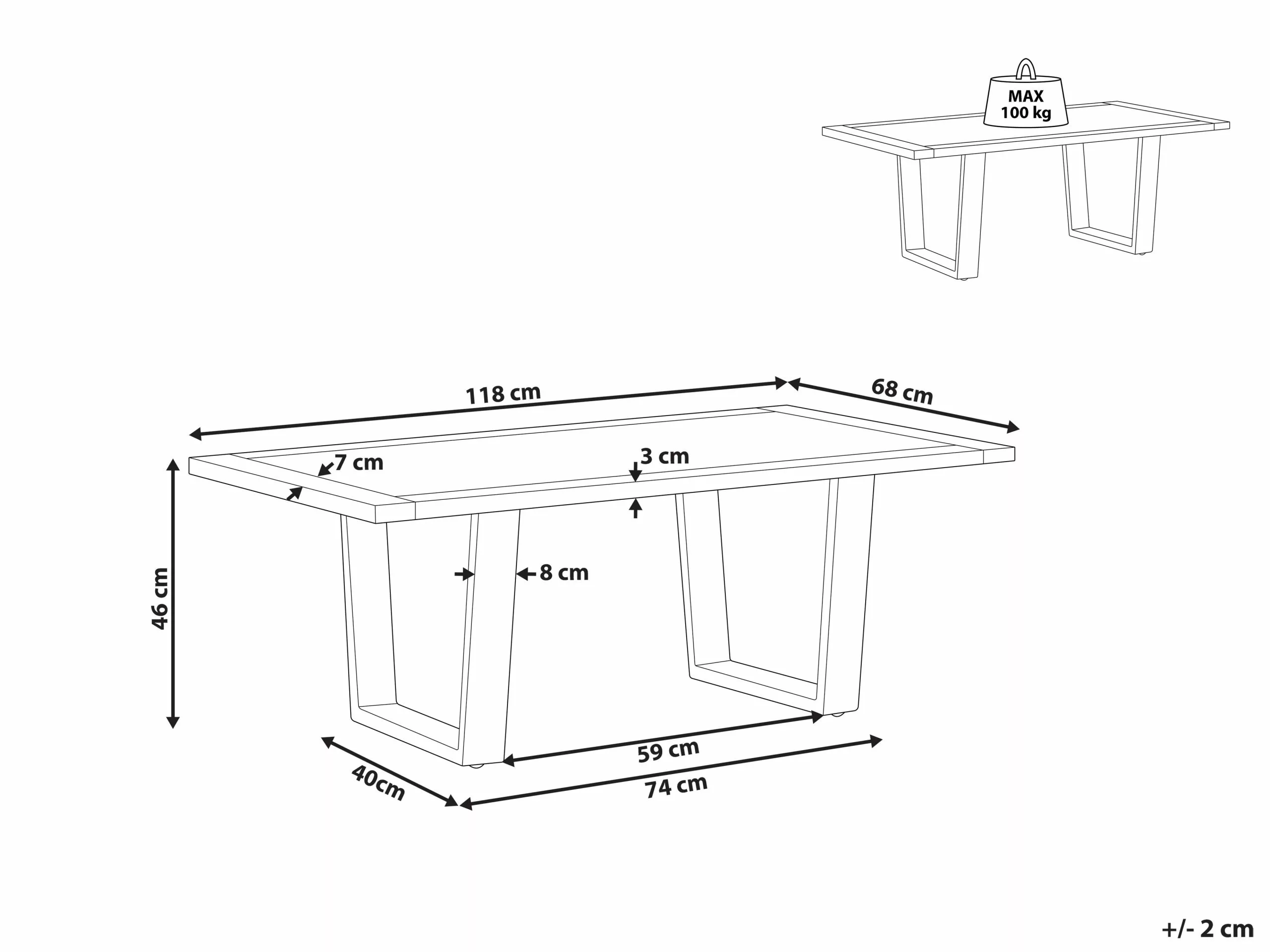 Beliani Mesa De Centro De Madera De Acacia Clara/negro 118 X 68 Cm GRENOLA - Imagen 7
