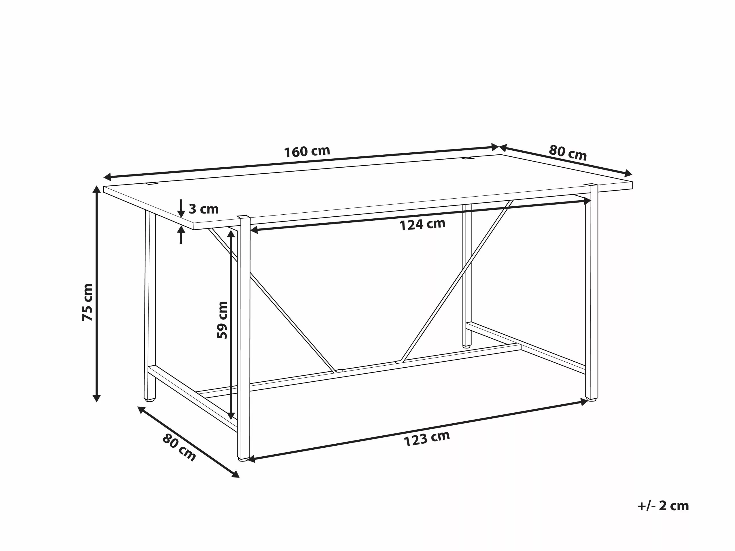 Beliani Mesa De Comedor Madera Oscura/negro 160 X 80 Cm SARITAS - Imagen 7