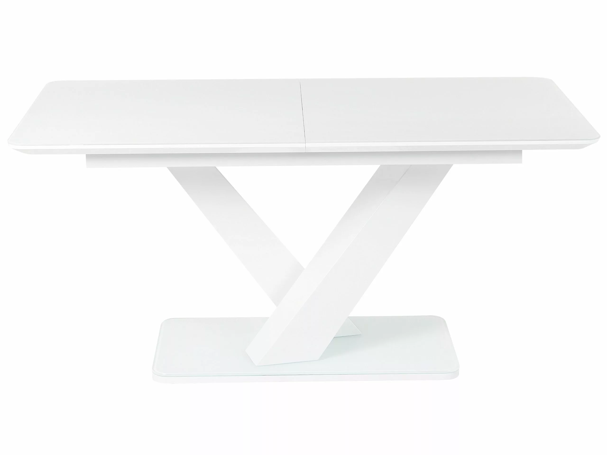 Beliani Mesa De Comedor Extensible De Vidrio Templado Blanco 160/200 X 90 Cm SALTUM - Imagen 7