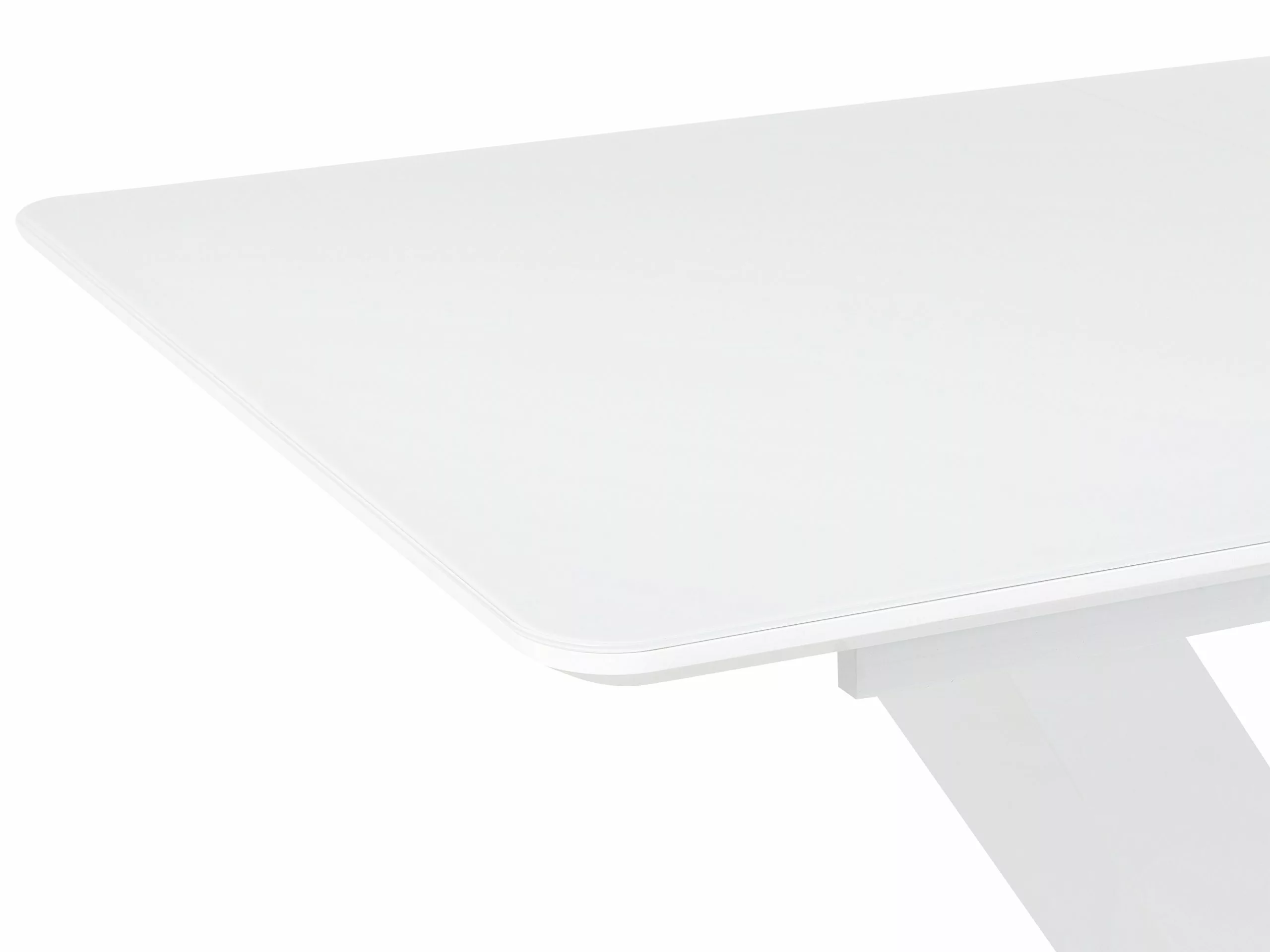 Beliani Mesa De Comedor Extensible De Vidrio Templado Blanco 160/200 X 90 Cm SALTUM - Imagen 8