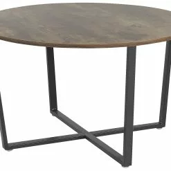 Beliani Mesa De Centro Madera Oscura/negro ⌀ 80 Cm ORICK