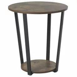 Beliani Mesa Auxiliar Madera Oscura/negro ⌀ 50 Cm ORICK