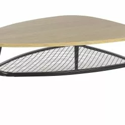 Beliani Mesa De Centro Madera Clara/negro 90 X 68 Cm DORENA