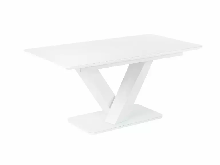 Beliani Mesa De Comedor Extensible De Vidrio Templado Blanco 160/200 X 90 Cm SALTUM - Imagen 4