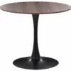 Beliani Mesa De Comedor Madera Oscura/negro ⌀ 90 Cm BOCA
