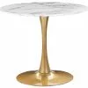 Beliani Mesa De Comedor Blanco/mármol/dorado ⌀ 90 Cm BOCA