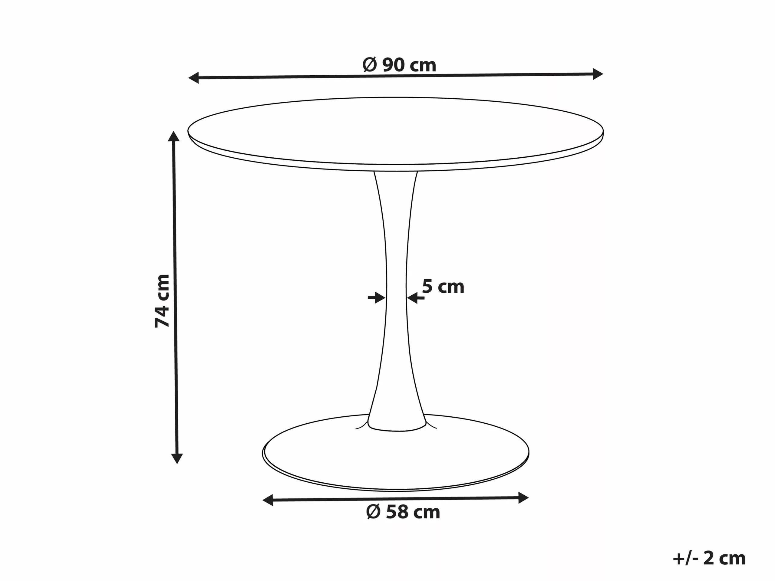 Beliani Mesa De Comedor Blanco/mármol/dorado ⌀ 90 Cm BOCA - Imagen 7