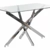 Beliani Mesa De Comedor De Vidrio Templado Plateado 120 X 70 Cm MARAMO