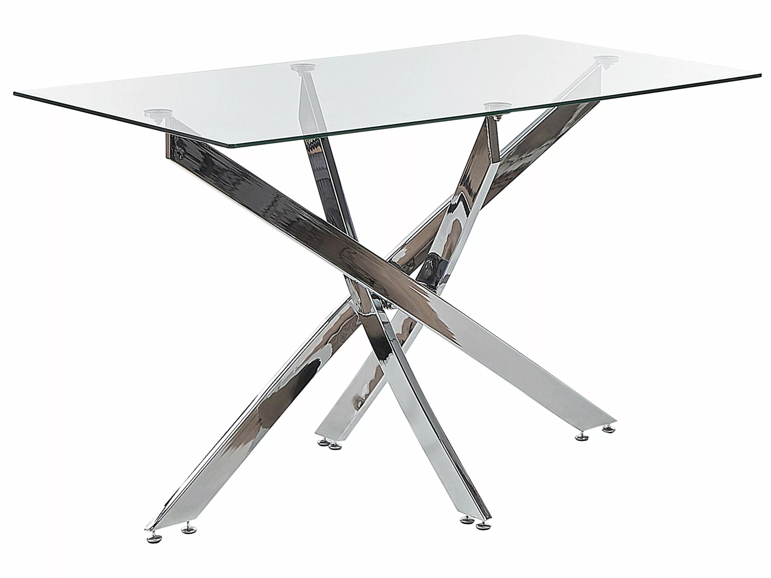 Beliani Mesa De Comedor De Vidrio Templado Plateado 120 X 70 Cm MARAMO