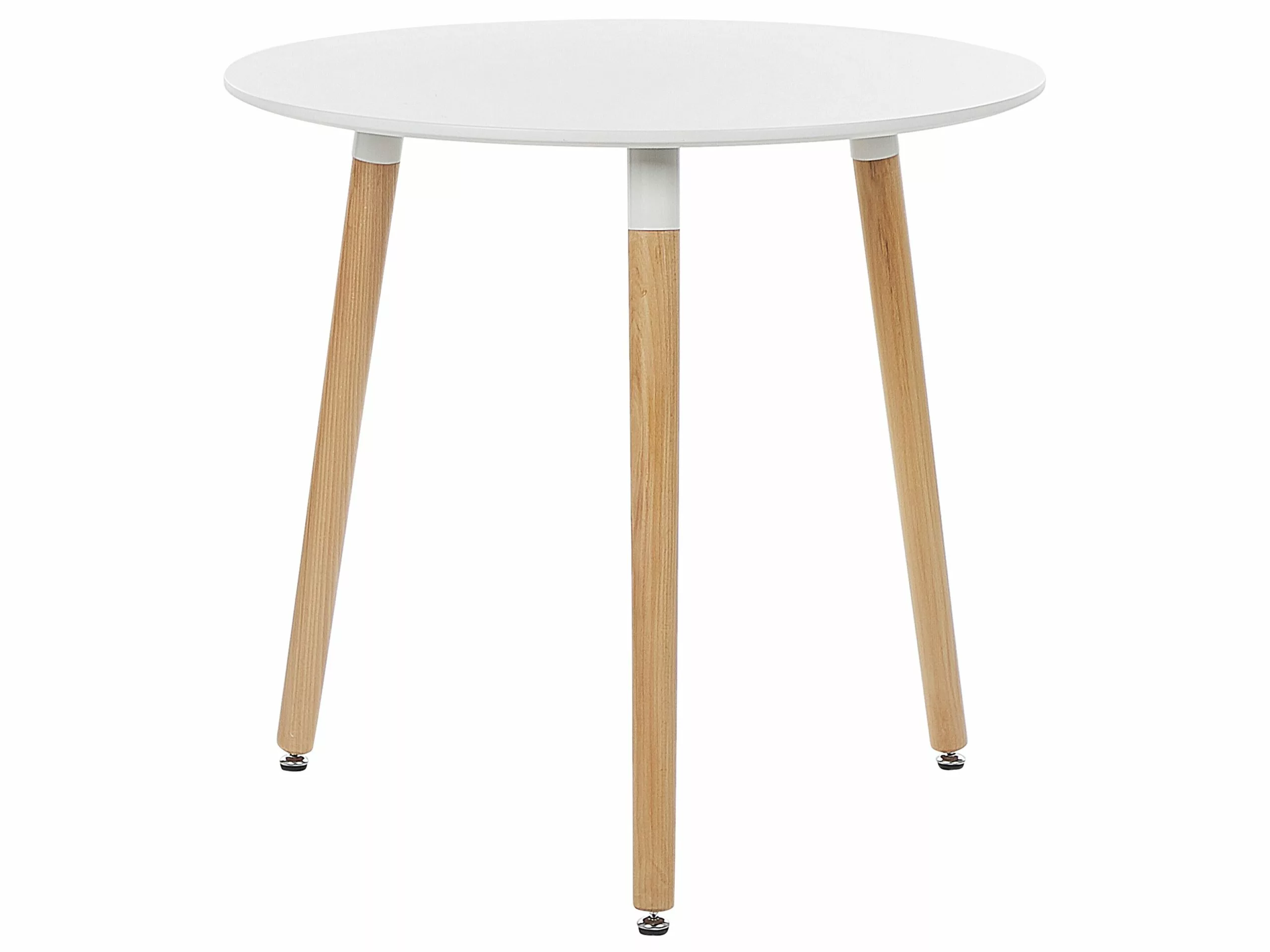 Beliani Mesa De Comedor Blanco/madera Clara ⌀ 80 Cm BOMA