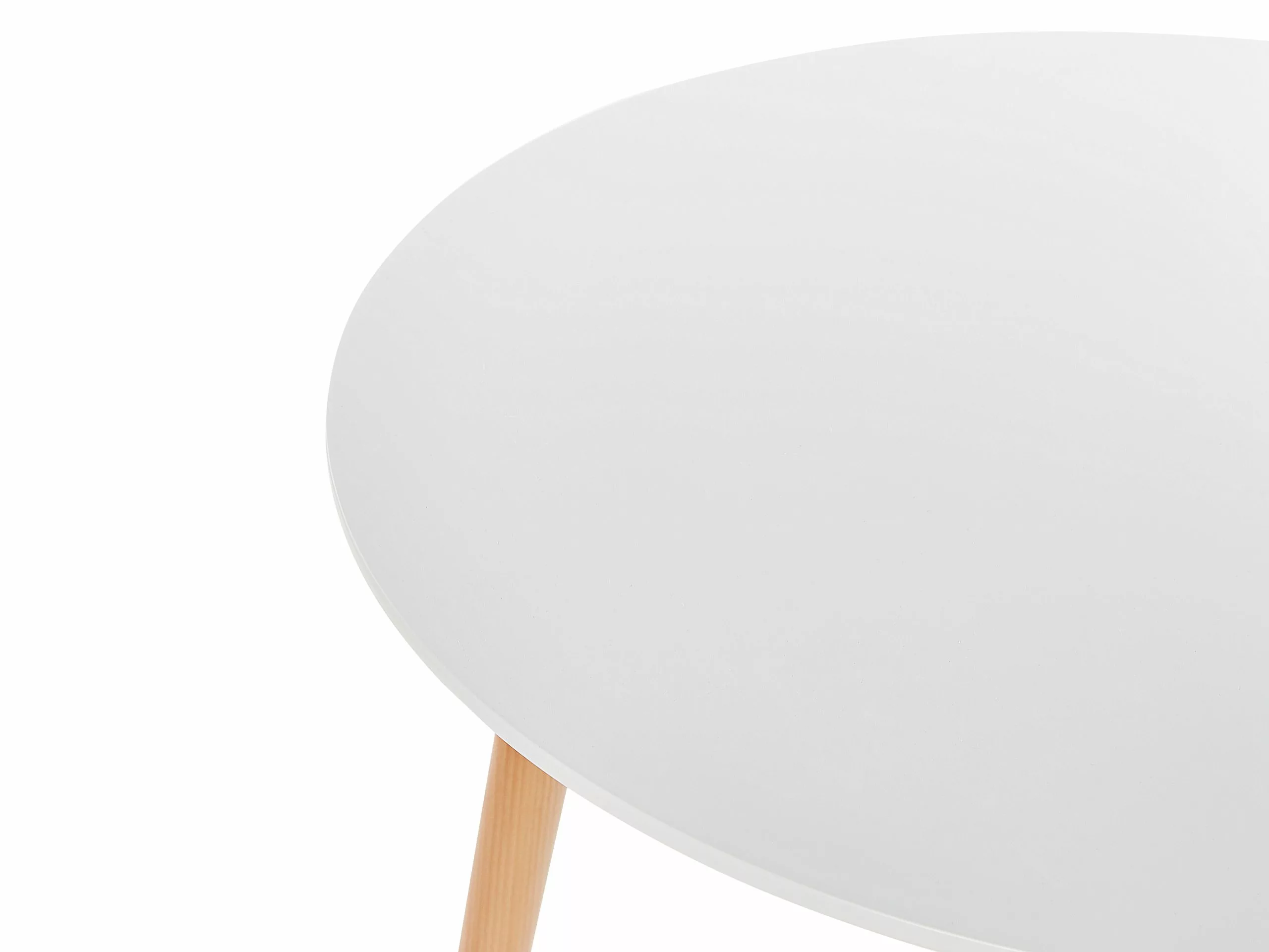 Beliani Mesa De Comedor Blanco/madera Clara ⌀ 80 Cm BOMA - Imagen 3