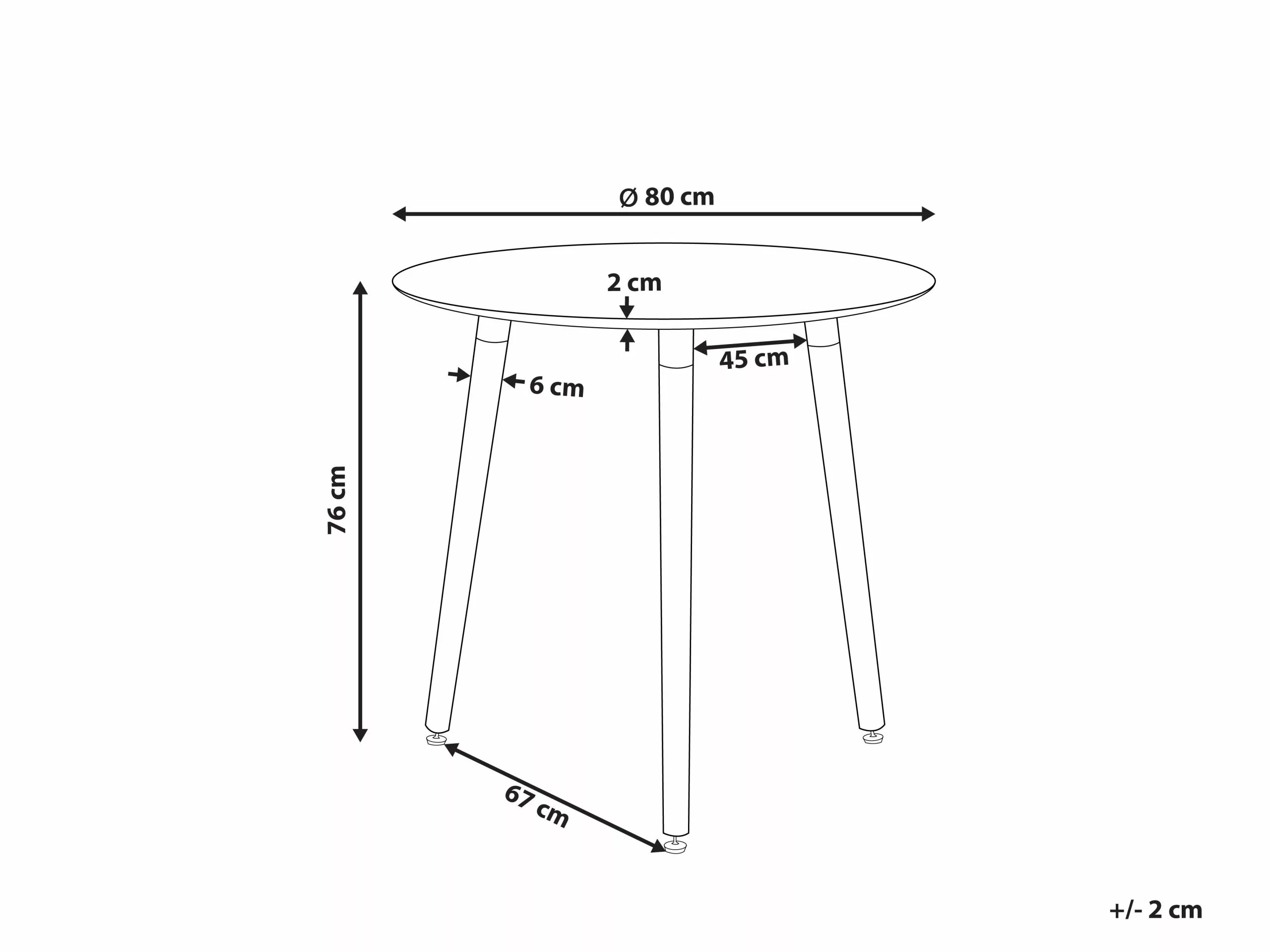 Beliani Mesa De Comedor Blanco/madera Clara ⌀ 80 Cm BOMA - Imagen 5