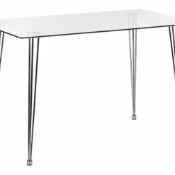 Beliani Mesa De Comedor De Vidrio Templado Plateado 120 X 70 Cm WINSTON