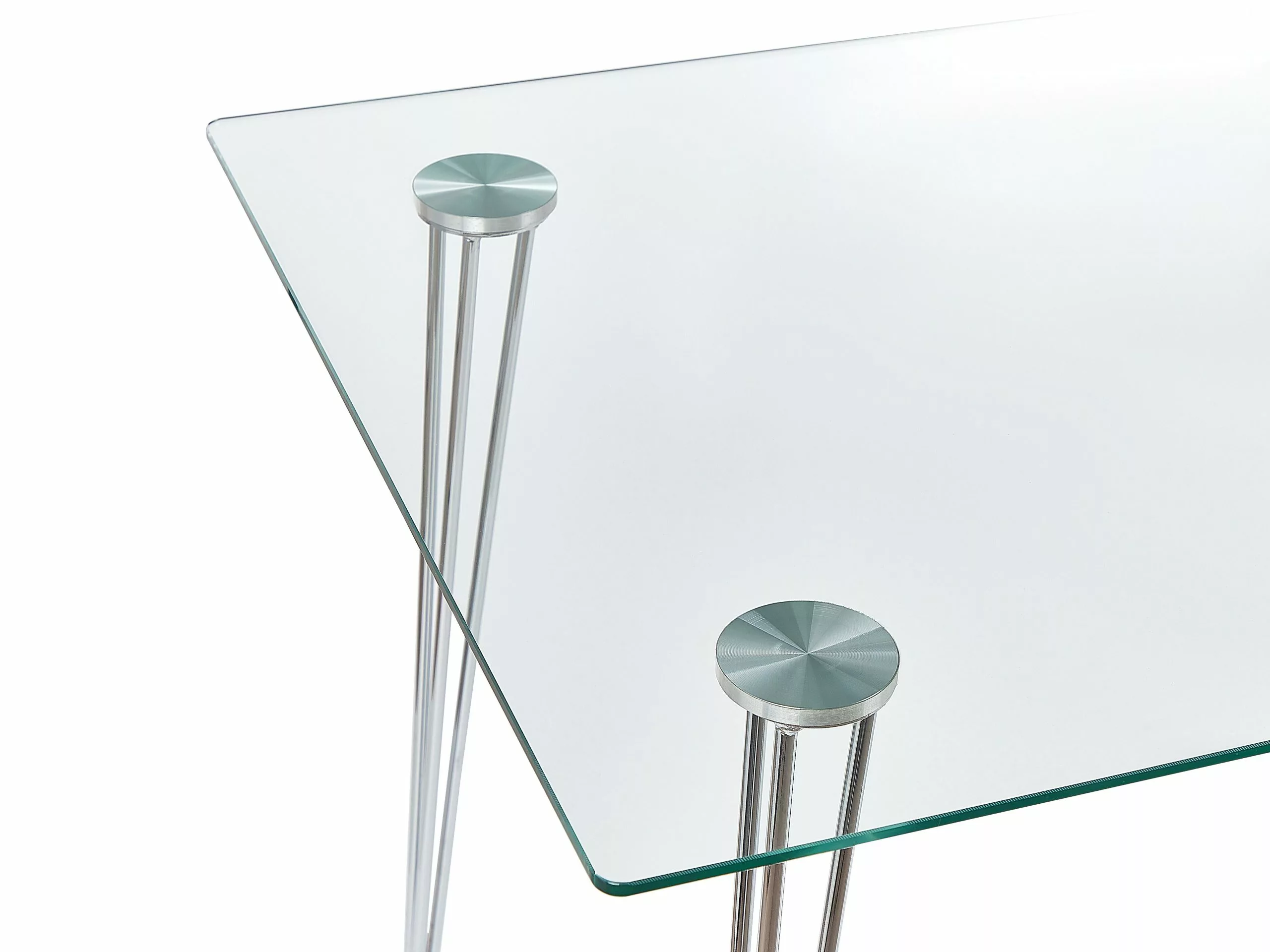 Beliani Mesa De Comedor De Vidrio Templado Plateado 120 X 70 Cm WINSTON - Imagen 4