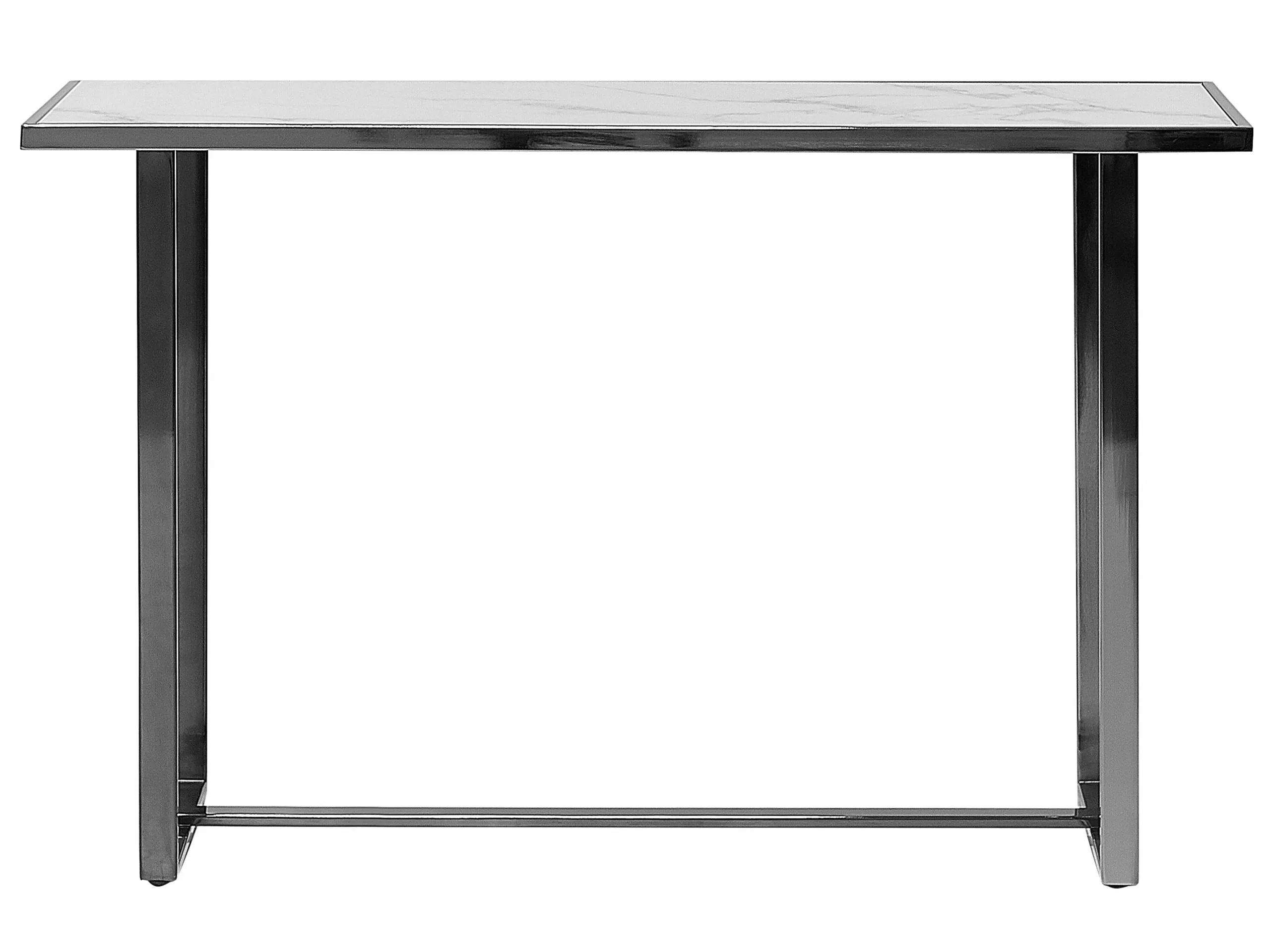 Beliani Consola De Vidrio Templado Blanco/plateado 120 X 40 Cm PLANO - Imagen 3