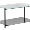 Beliani Mesa De Centro De Vidrio Templado Negro/blanco 77 X 47 Cm GLOSTER