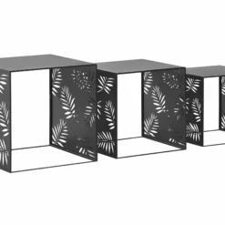 Beliani Conjunto De 3 Mesas De Centro De Metal Negro WALDO