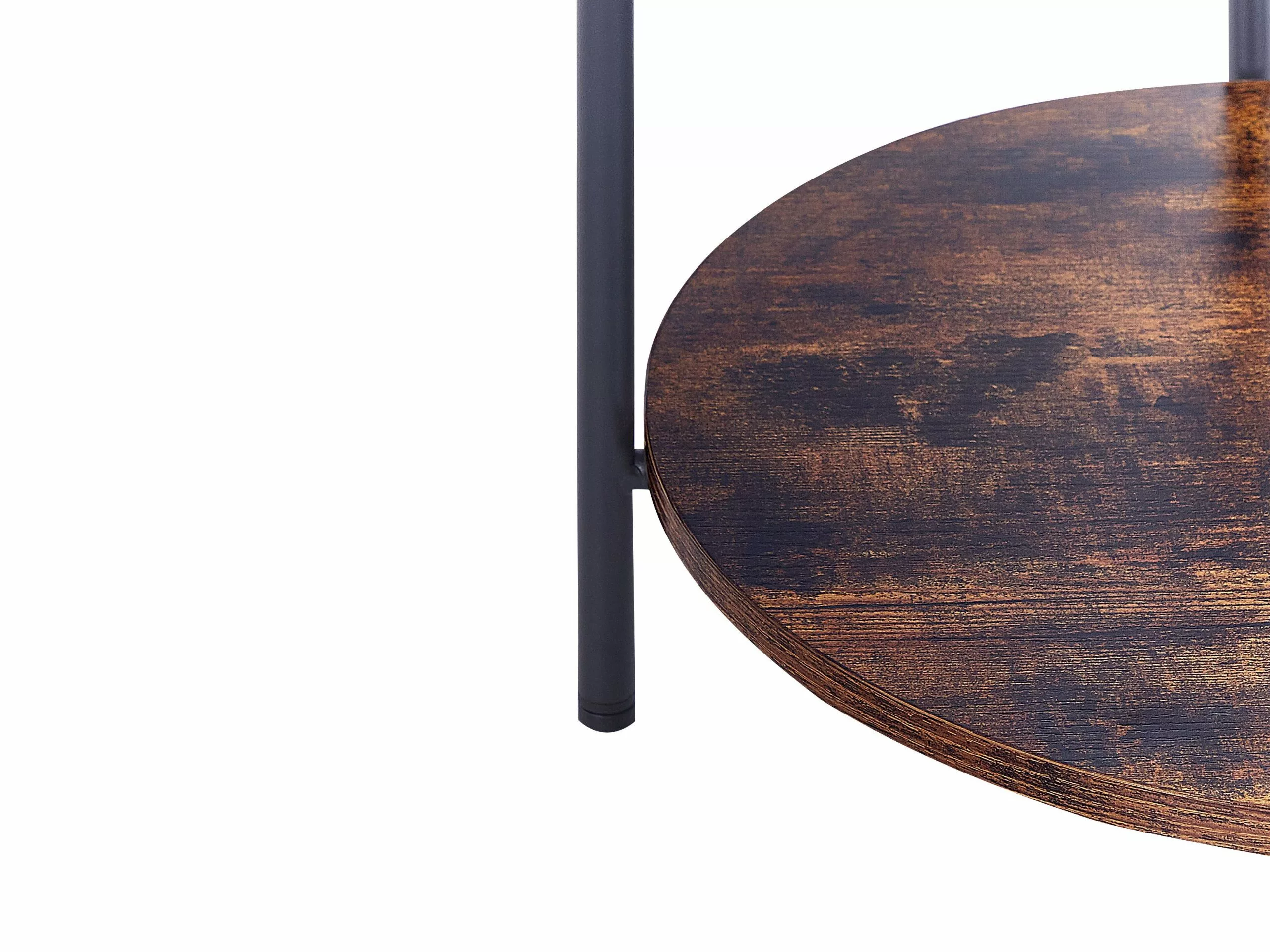 Beliani Mesa Auxiliar De Metal Negro/madera Oscura ⌀ 41 Cm BORDEN - Imagen 6