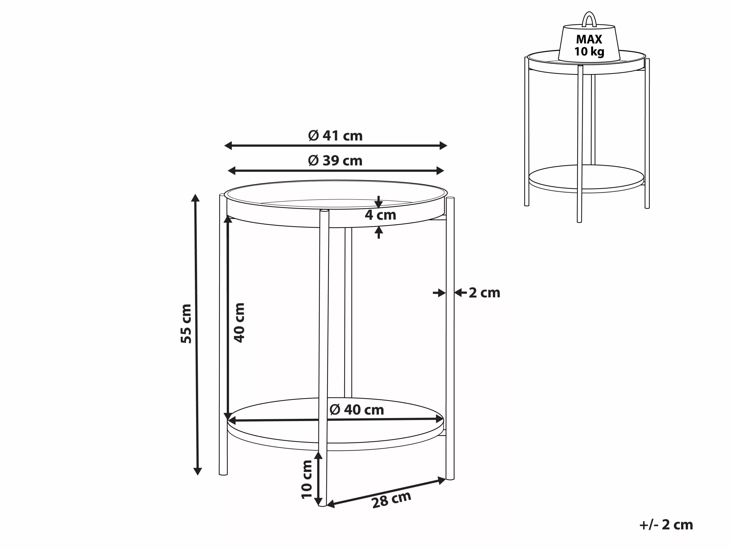 Beliani Mesa Auxiliar De Metal Negro/madera Oscura ⌀ 41 Cm BORDEN - Imagen 9