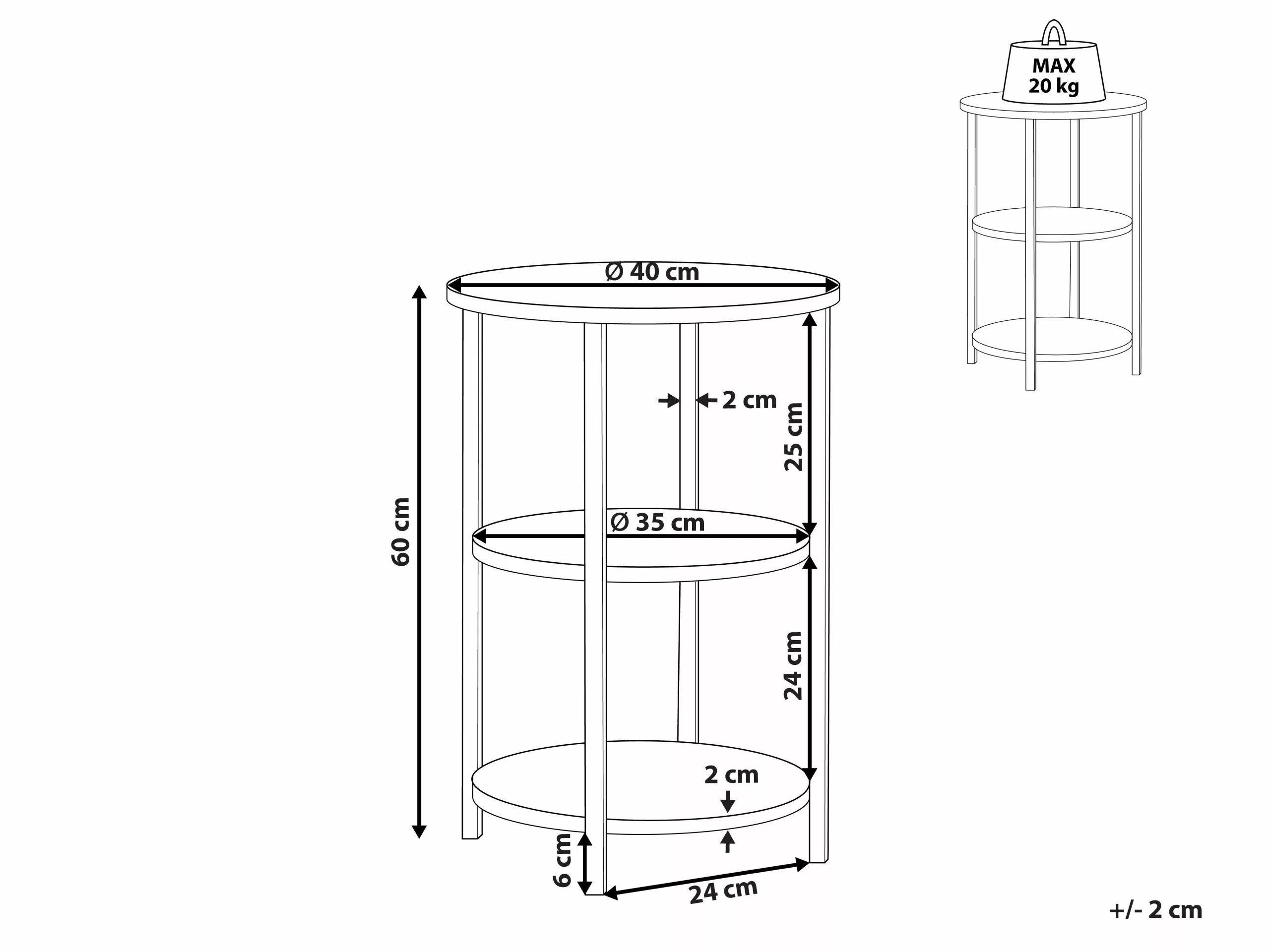 Beliani Mesa Auxiliar Madera Oscura/negro ⌀ 40 Cm TOLAR - Imagen 7