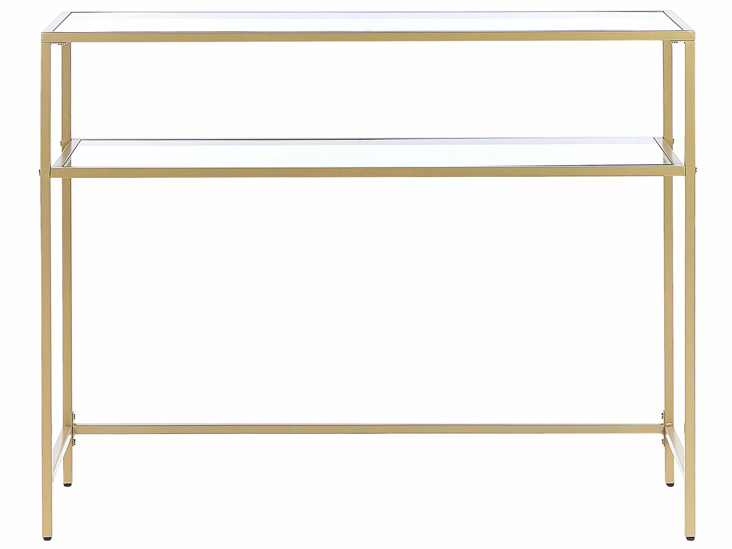 Beliani Consola De Vidrio Templado Transparente/dorado 100 X 36 Cm ALINE - Imagen 3