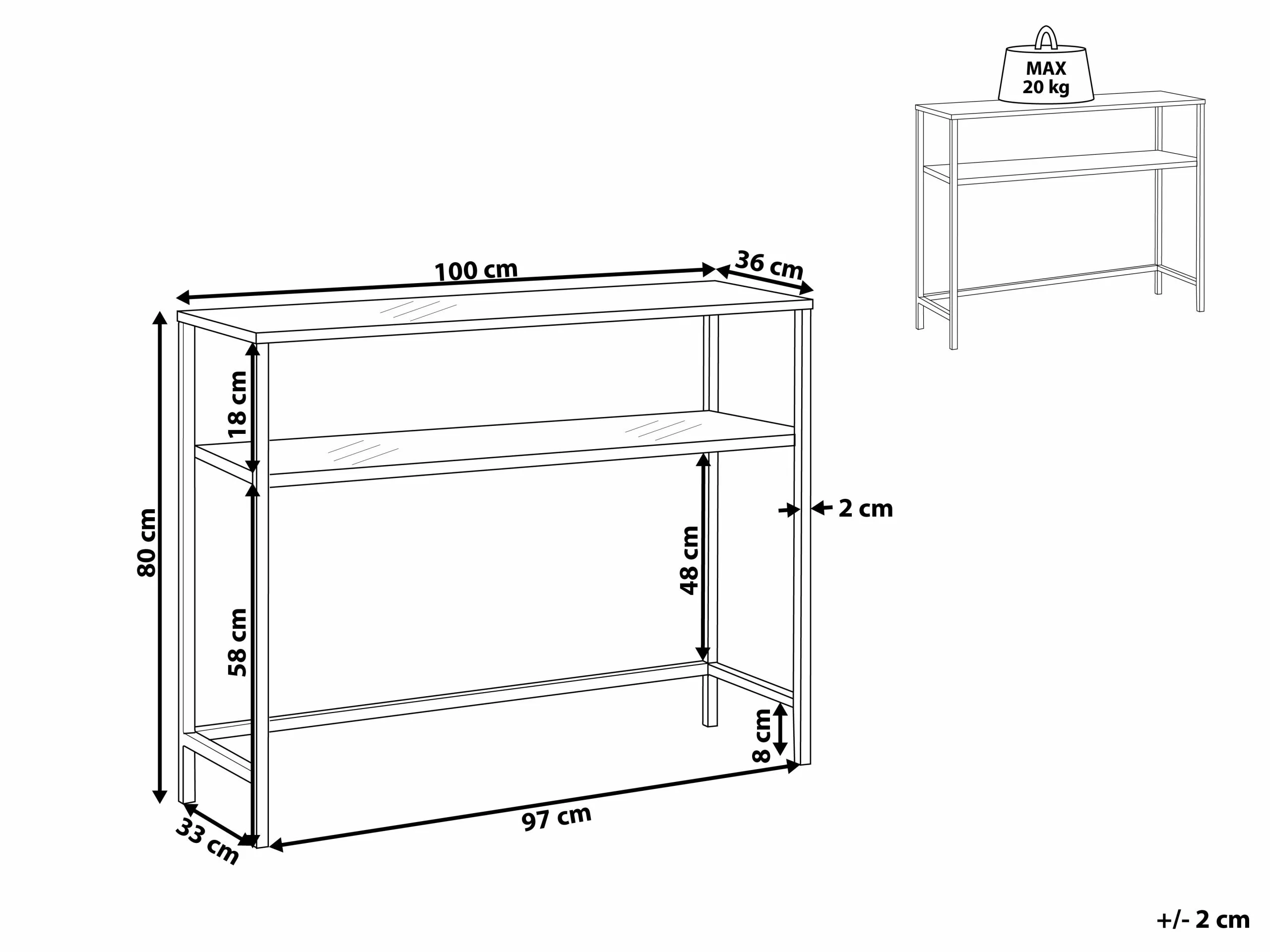 Beliani Consola De Vidrio Templado Transparente/dorado 100 X 36 Cm ALINE - Imagen 6