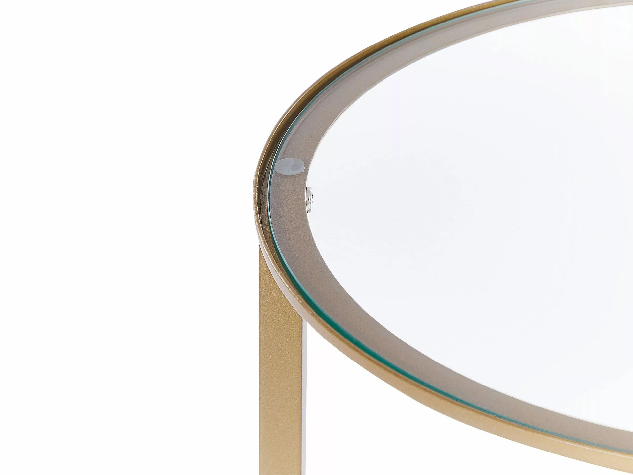 Beliani Mesa Auxiliar De Vidrio Dorado/madera Oscura ⌀ 40 Cm LIBBY - Imagen 5