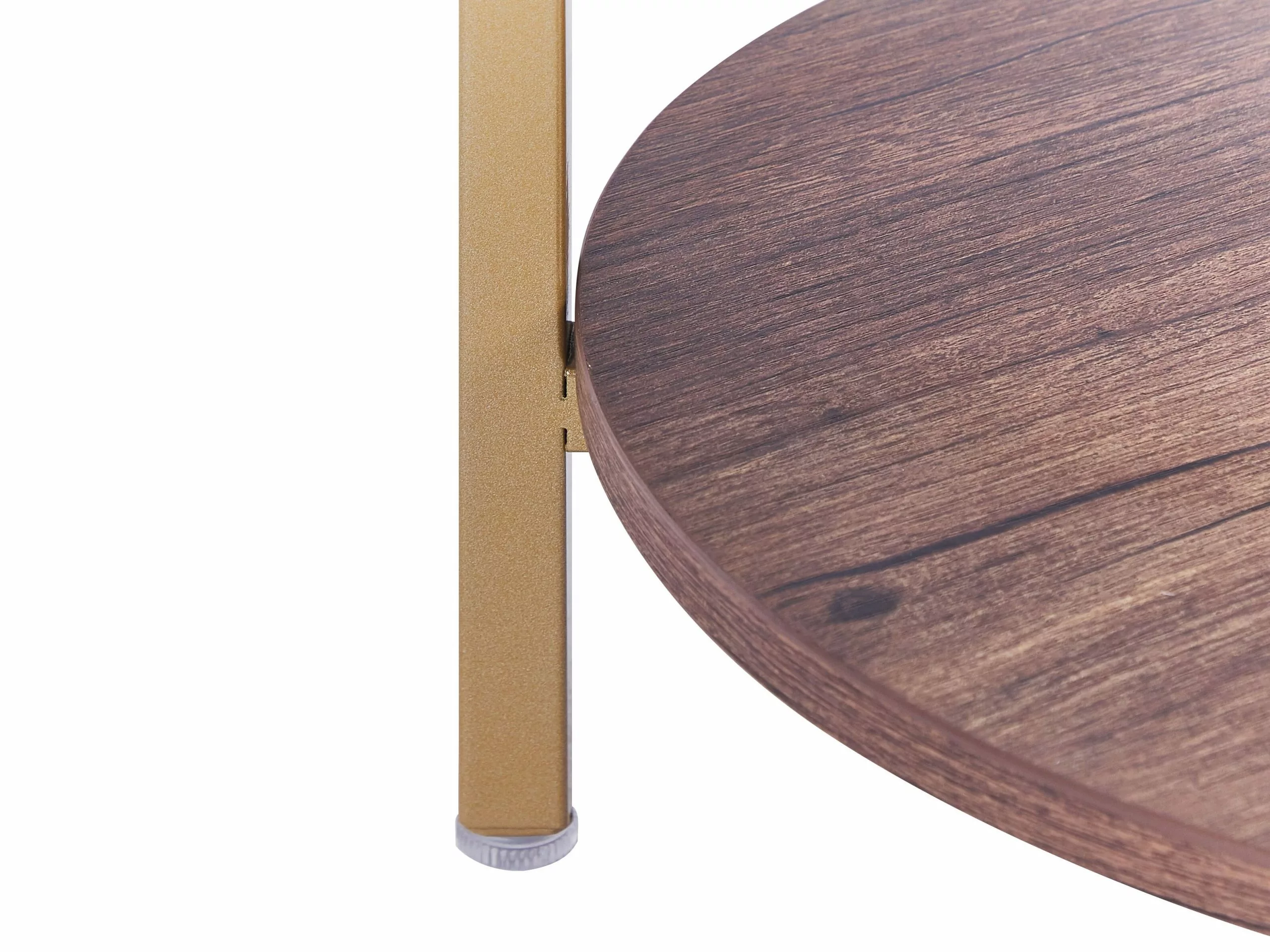 Beliani Mesa Auxiliar De Vidrio Dorado/madera Oscura ⌀ 40 Cm LIBBY - Imagen 6