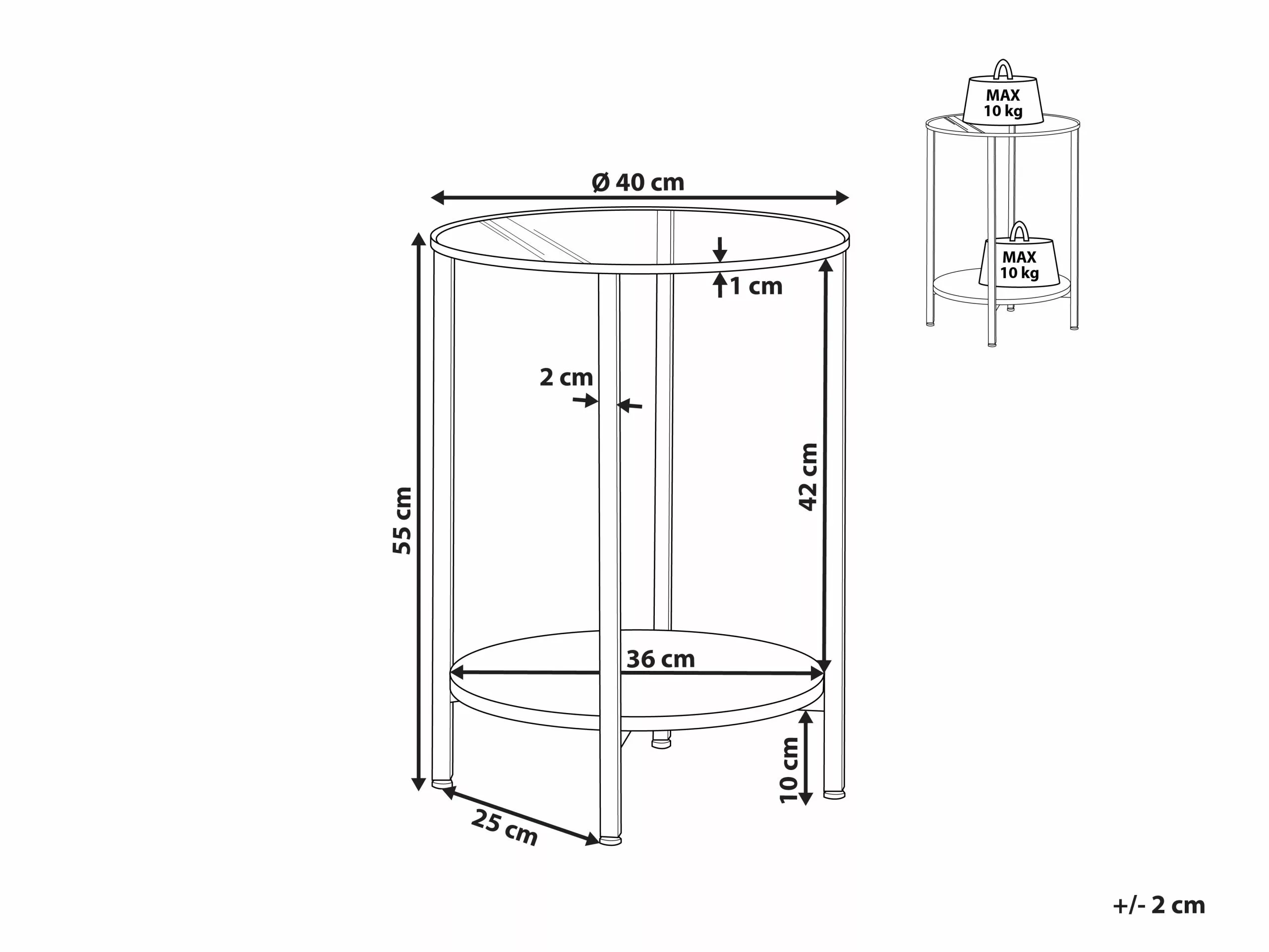 Beliani Mesa Auxiliar De Vidrio Dorado/madera Oscura ⌀ 40 Cm LIBBY - Imagen 8