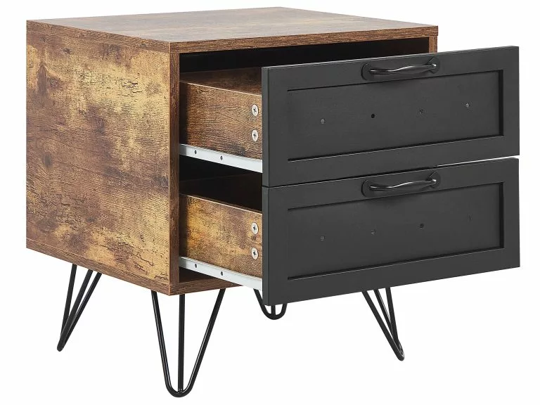 Beliani Mesa De Noche Madera Oscura/negro 45 X 39 Cm ARKAN - Imagen 5