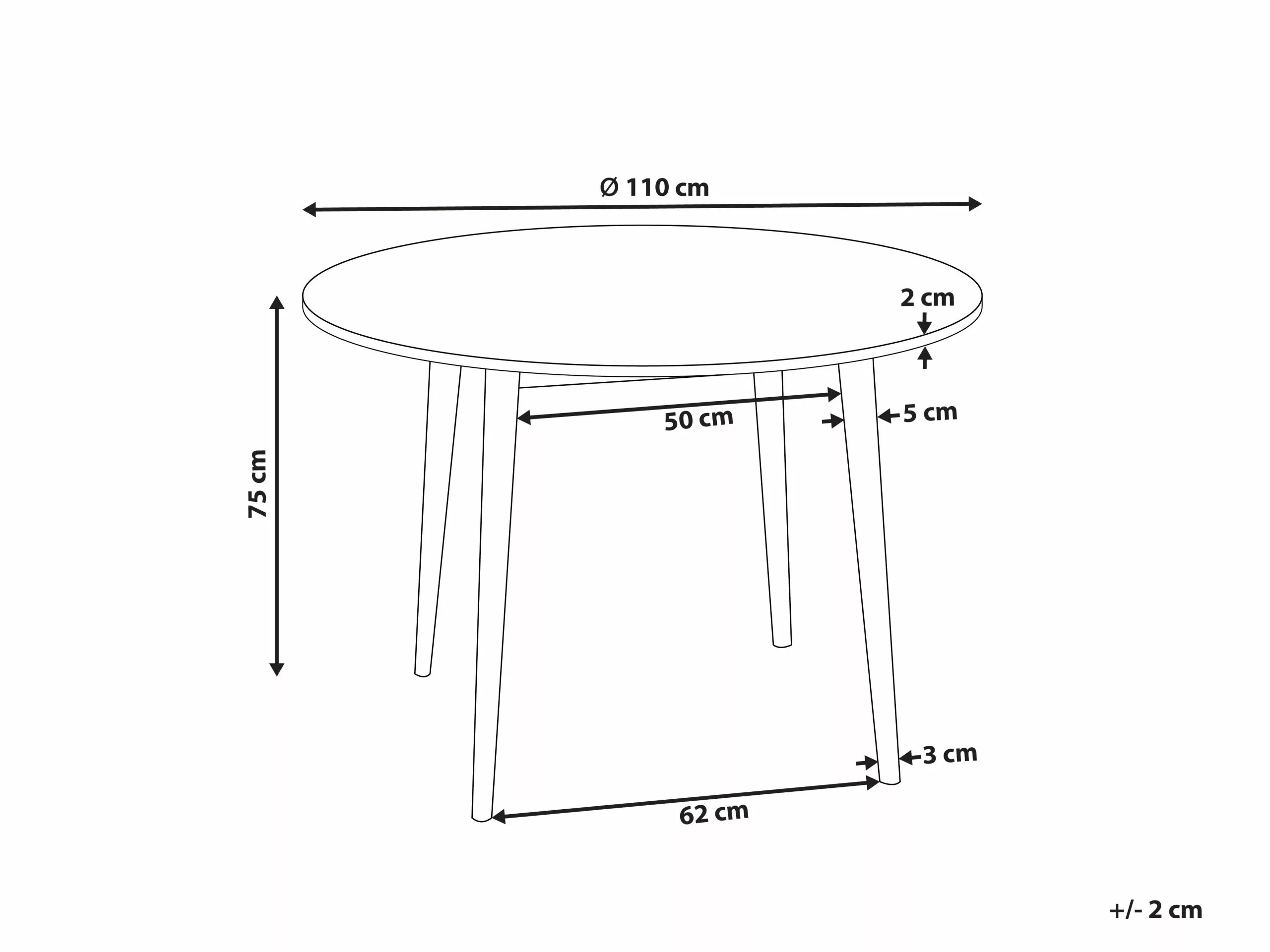 Beliani Mesa De Comedor Madera Clara ⌀ 110 Cm RADAN - Imagen 7
