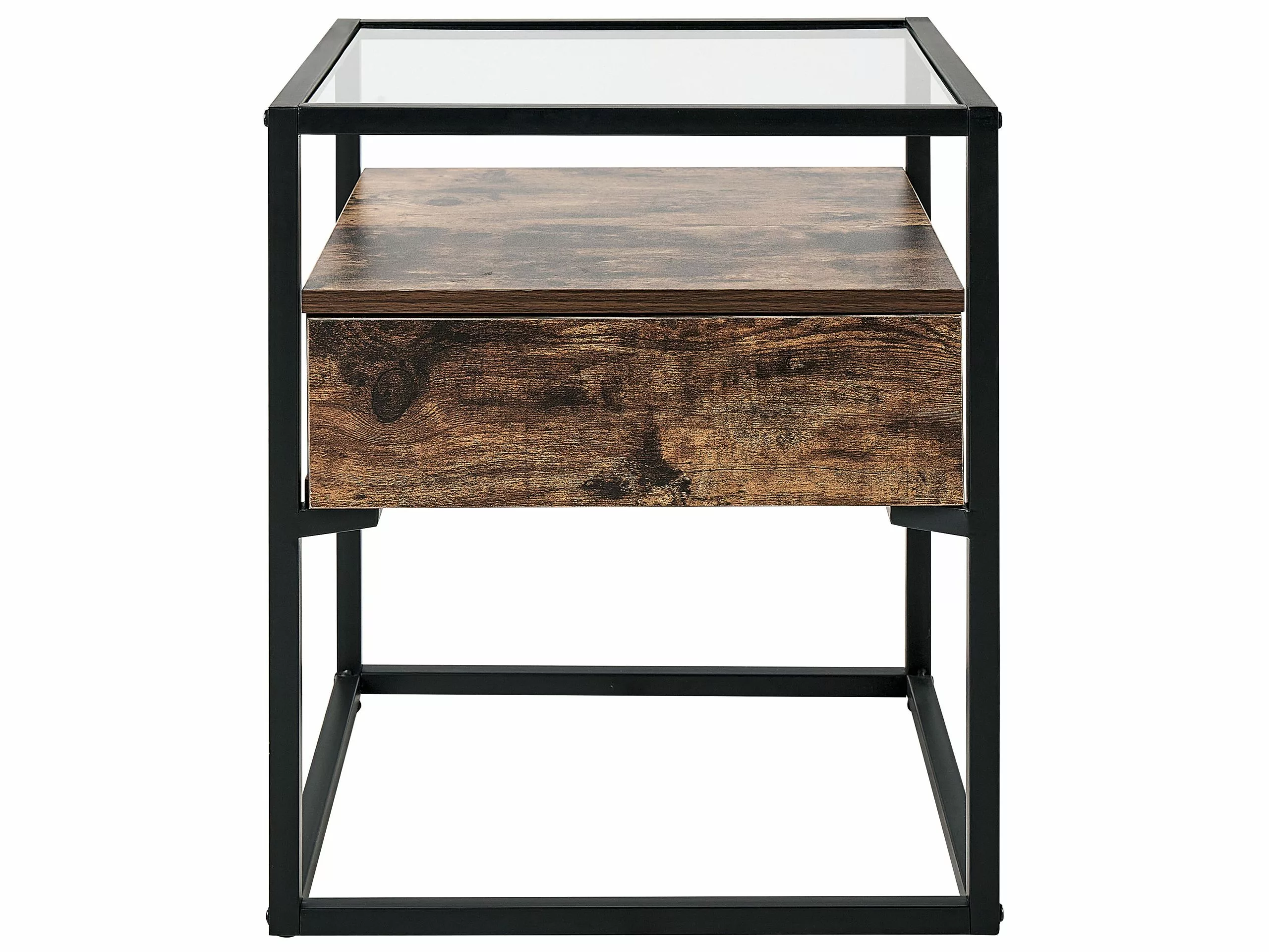 Beliani Mesa Auxiliar Madera Oscura/negro 43 X 43 Cm MAUK - Imagen 5
