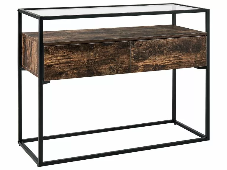 Beliani Consola Madera Oscura/negro 100 X 40 Cm MAUK