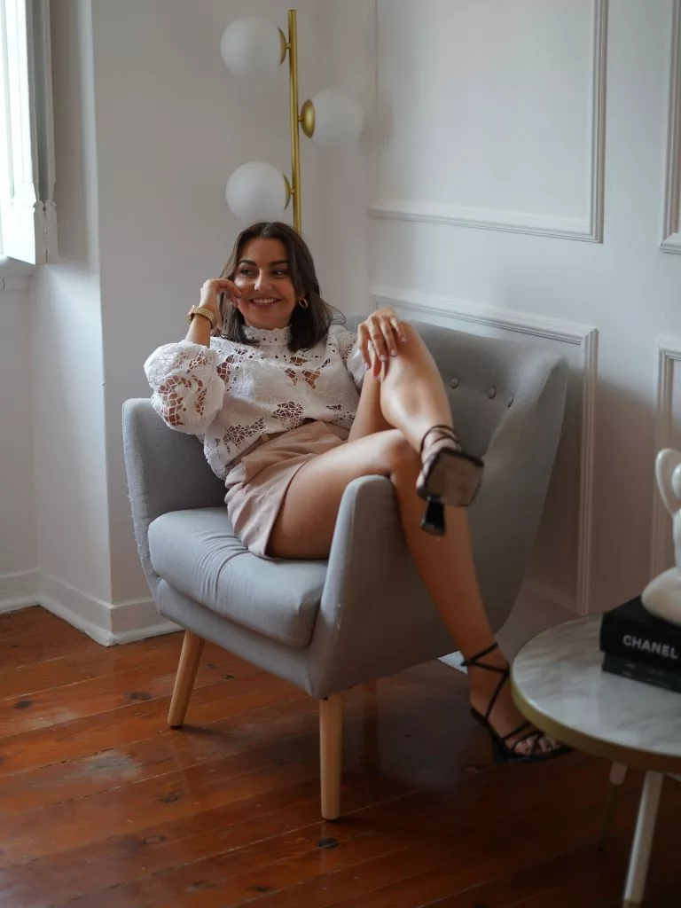 Beliani Mesa De Centro Blanco/dorado ⌀ 61 Cm RAMONA - Imagen 4