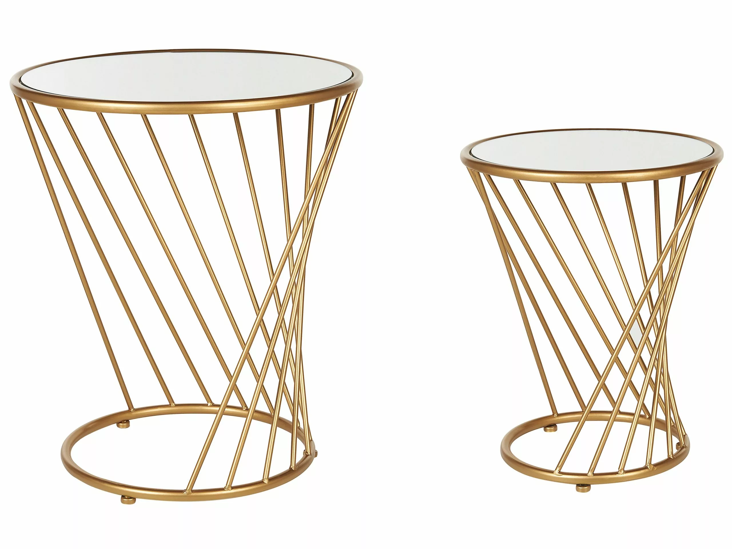 Beliani Conjunto De 2 Mesas De Centro De Metal/vidrio Dorado TWIST
