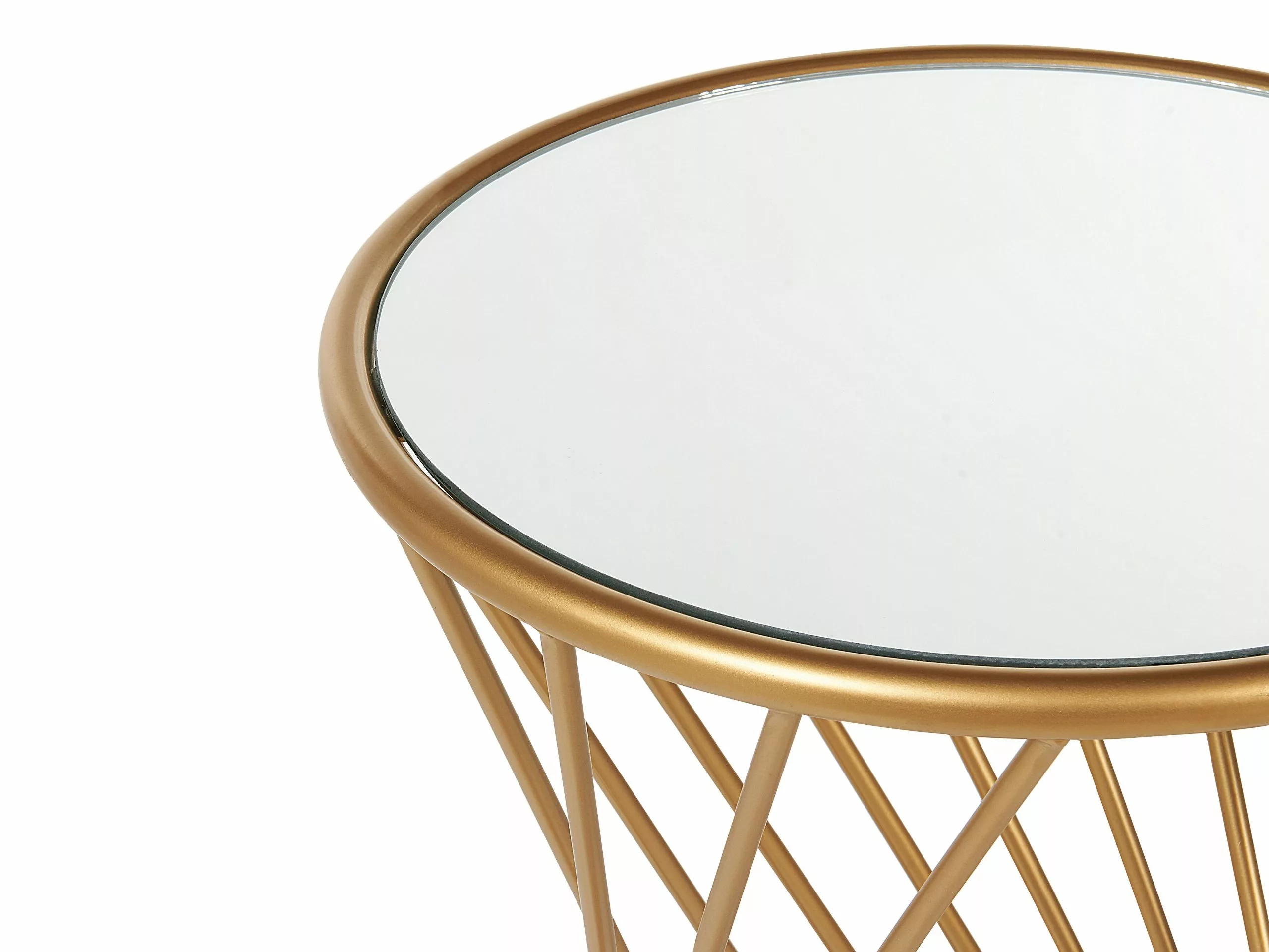 Beliani Conjunto De 2 Mesas De Centro De Metal/vidrio Dorado TWIST - Imagen 7