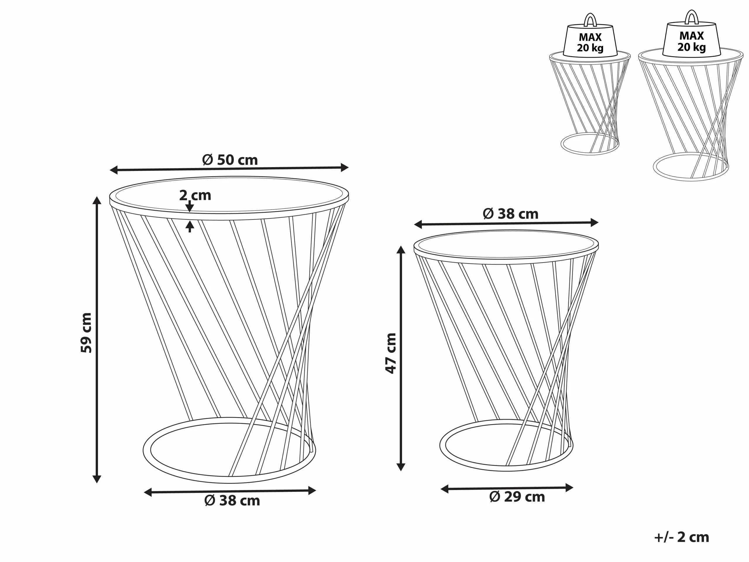 Beliani Conjunto De 2 Mesas De Centro De Metal/vidrio Dorado TWIST - Imagen 9