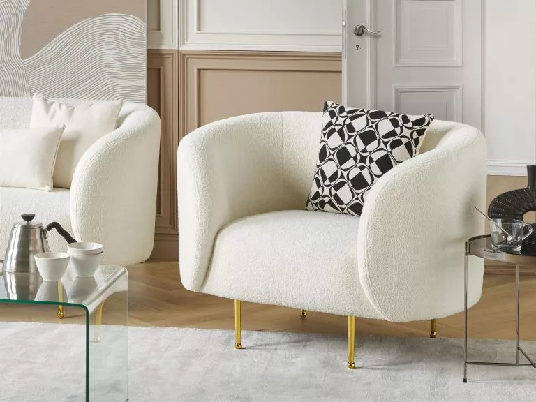 Beliani Sillón De Poliéster Blanco LOEN - Imagen 2