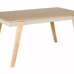 Beliani Mesa De Comedor Madera Clara/gris 150 X 90 Cm PHOLA
