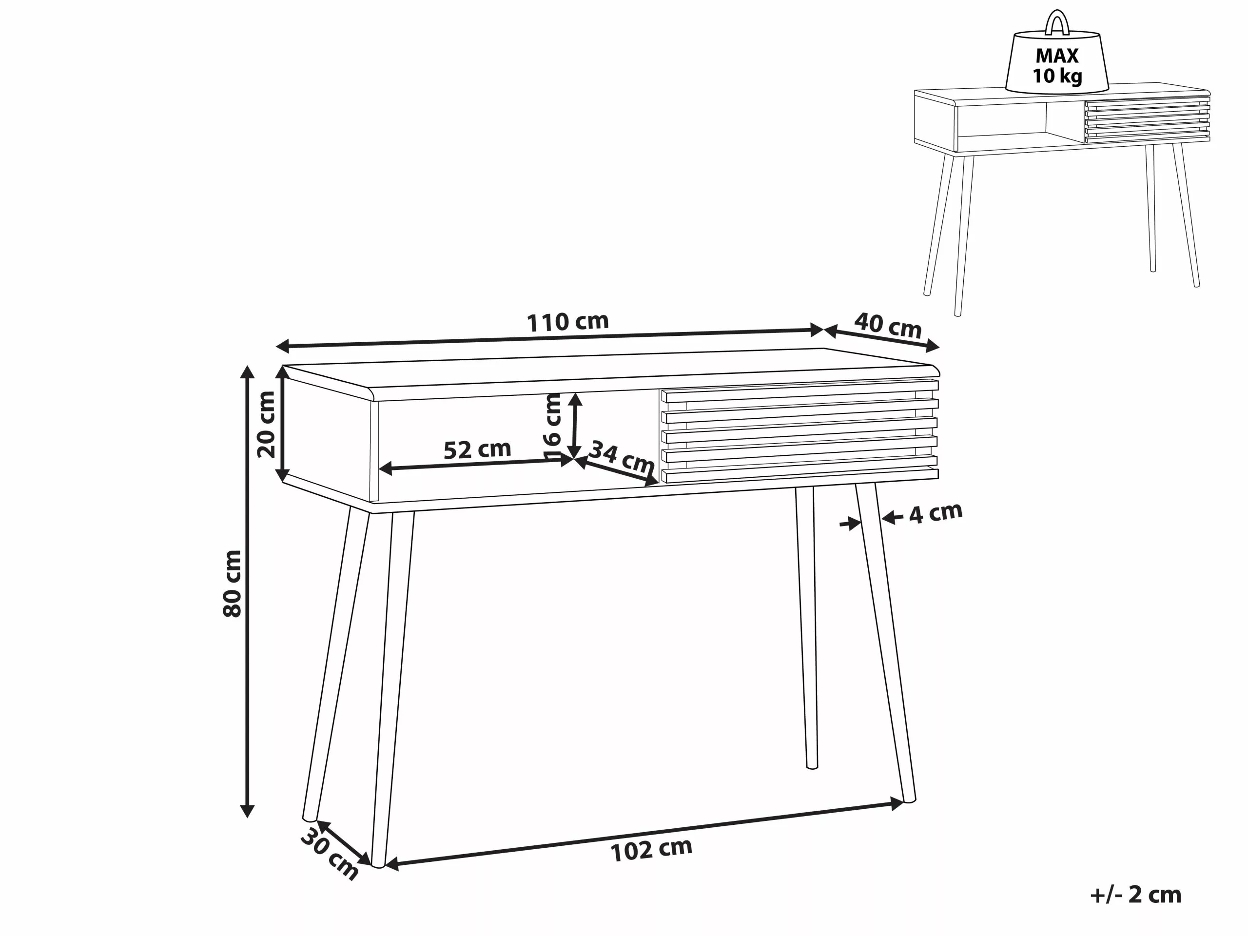 Beliani Consola Madera Oscura/negro 110 X 40 Cm PERTH - Imagen 9