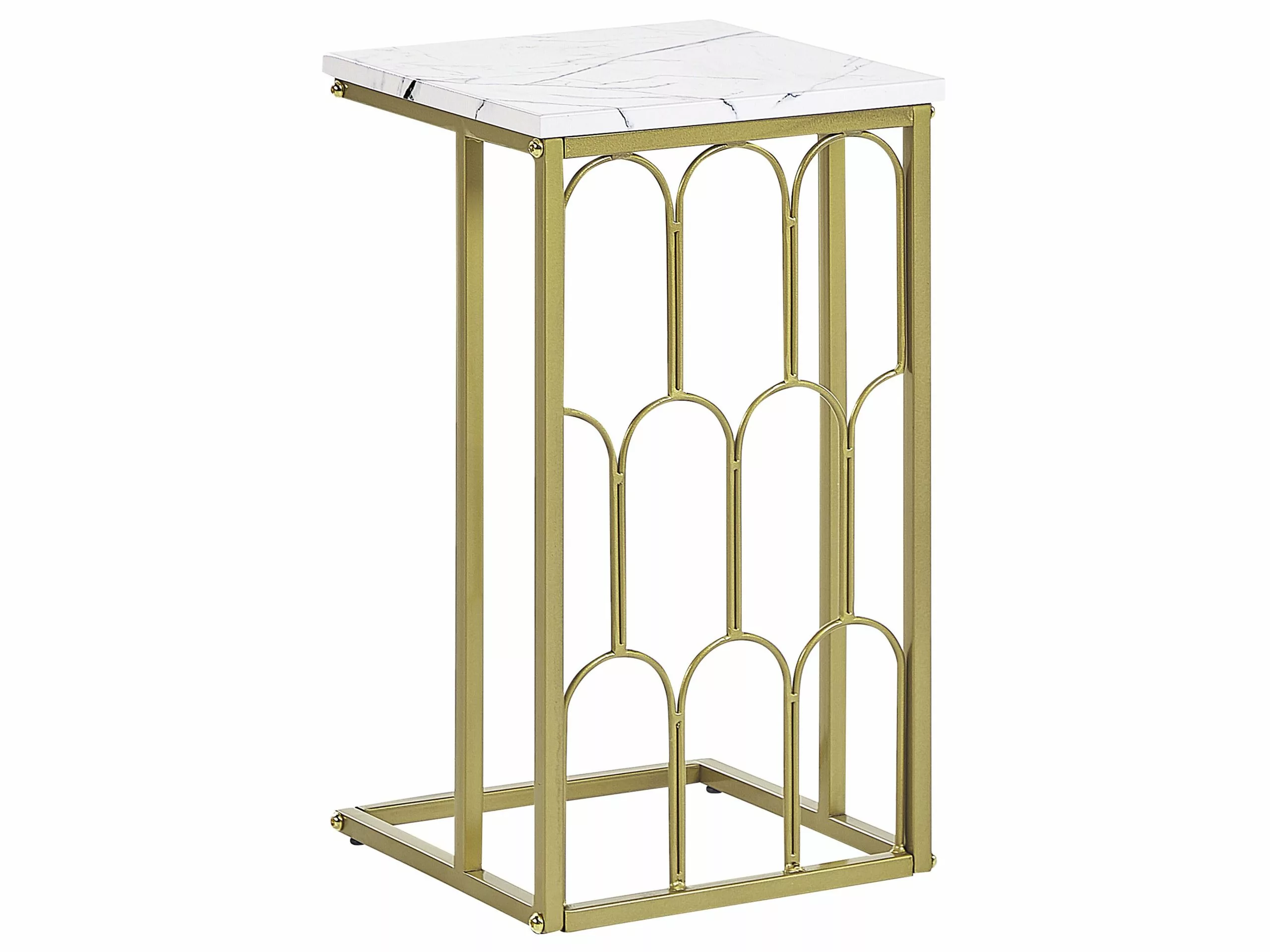 Beliani Mesa Auxiliar De Metal Dorado/blanco 30 X 30 Cm PANDALE - Imagen 5